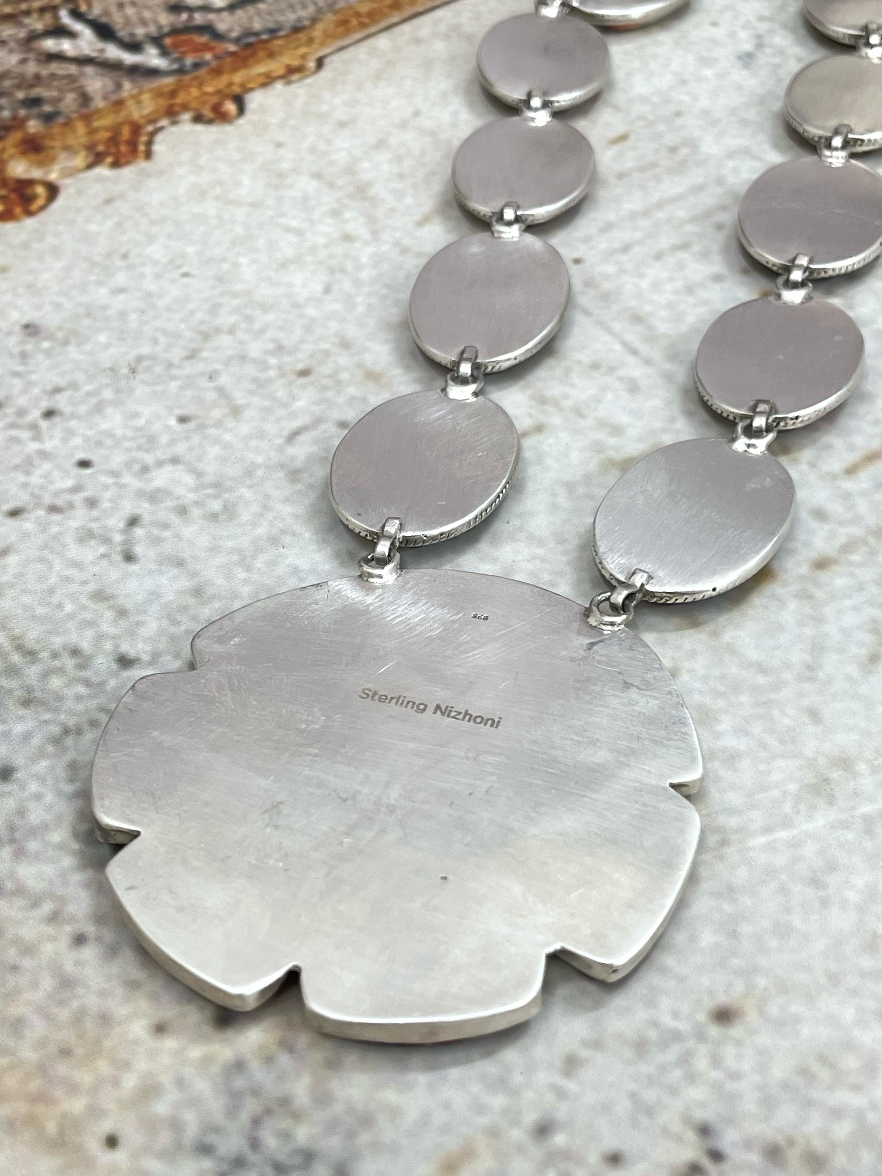 Handmade Sterling Silver Dahlia Rose Phenomenal Necklace Signed Nizhoni