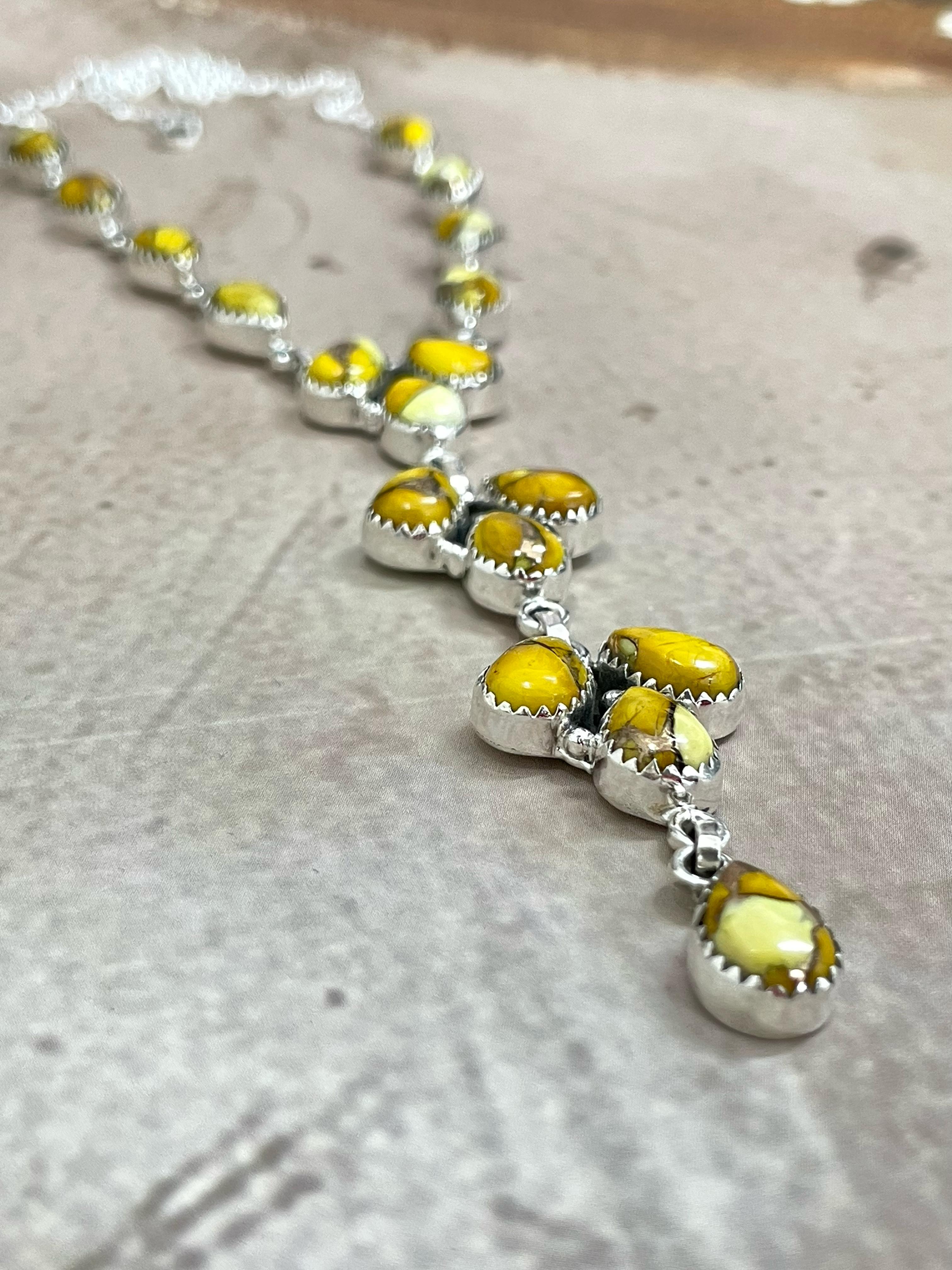 Handmade Sterling Silver Honey Dahlia Necklace with Signed Nizhoni