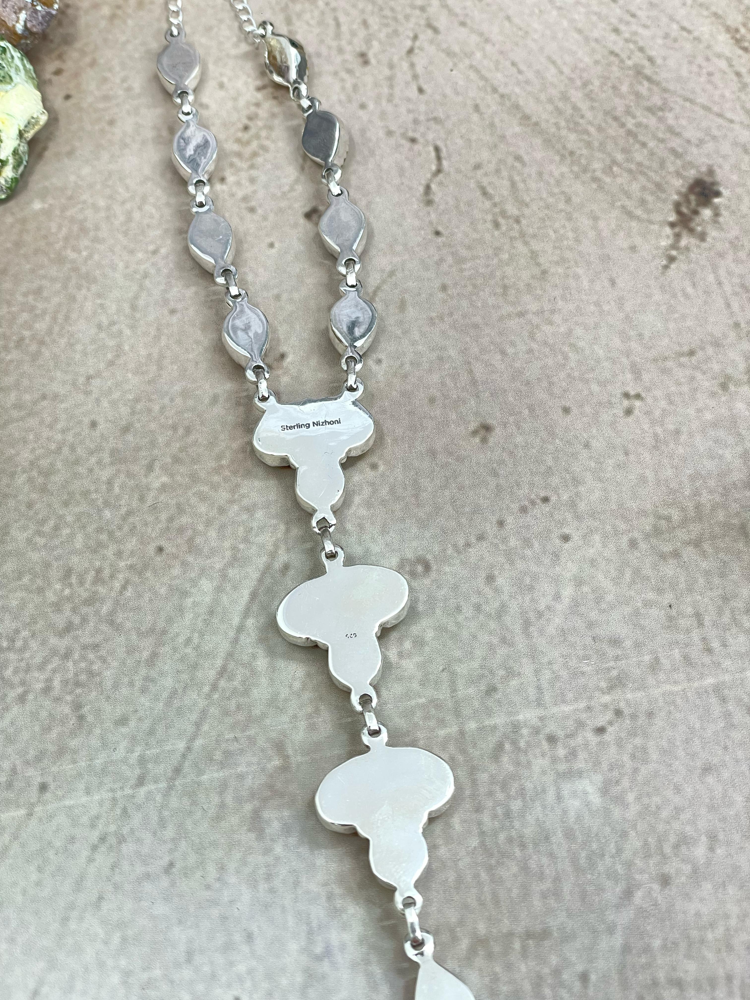 Handmade Sterling Silver Honey Dahlia Necklace with Signed Nizhoni