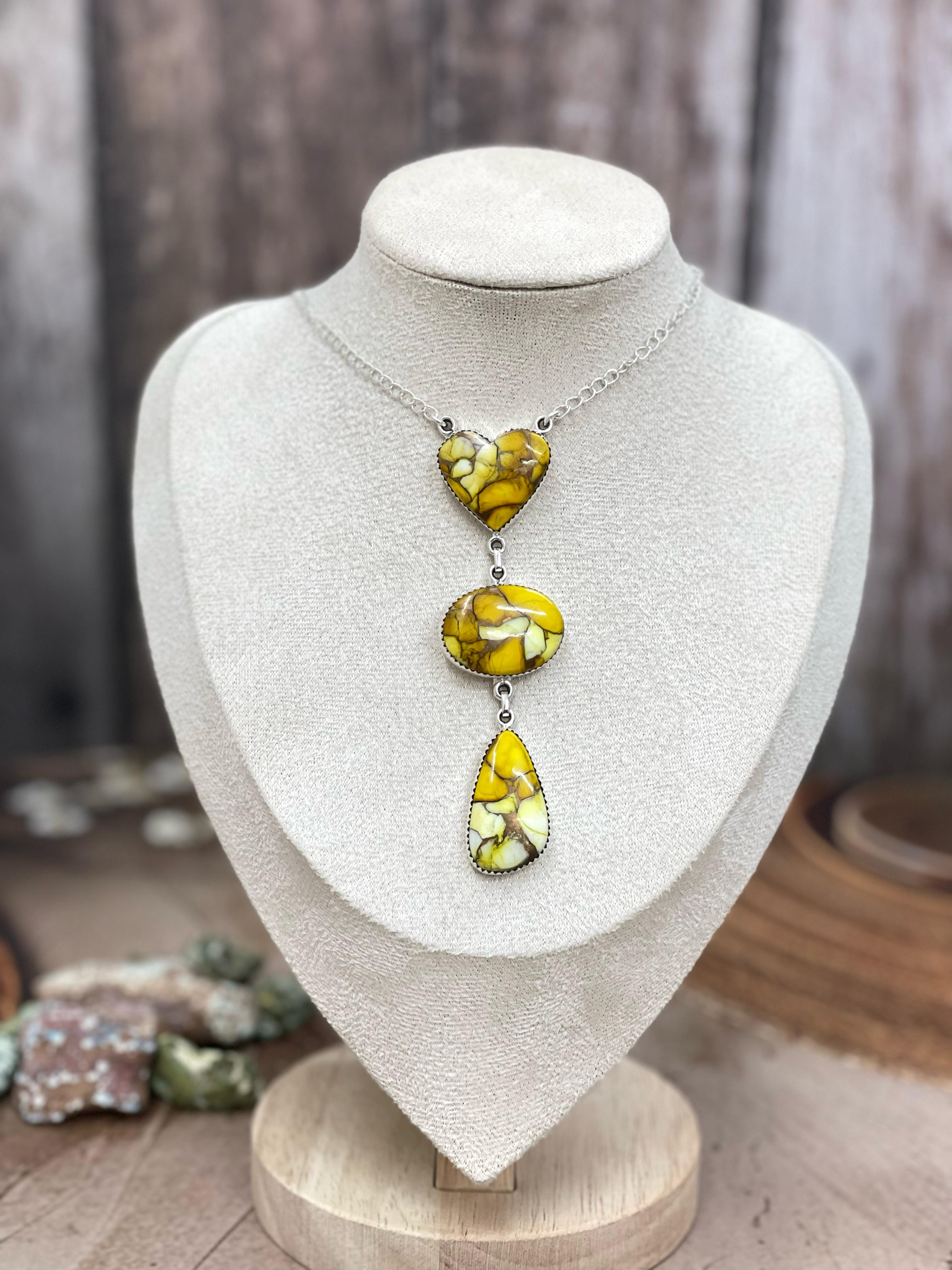 Handmade Sterling Silver Honey Dahlia Necklace with Signed Nizhoni