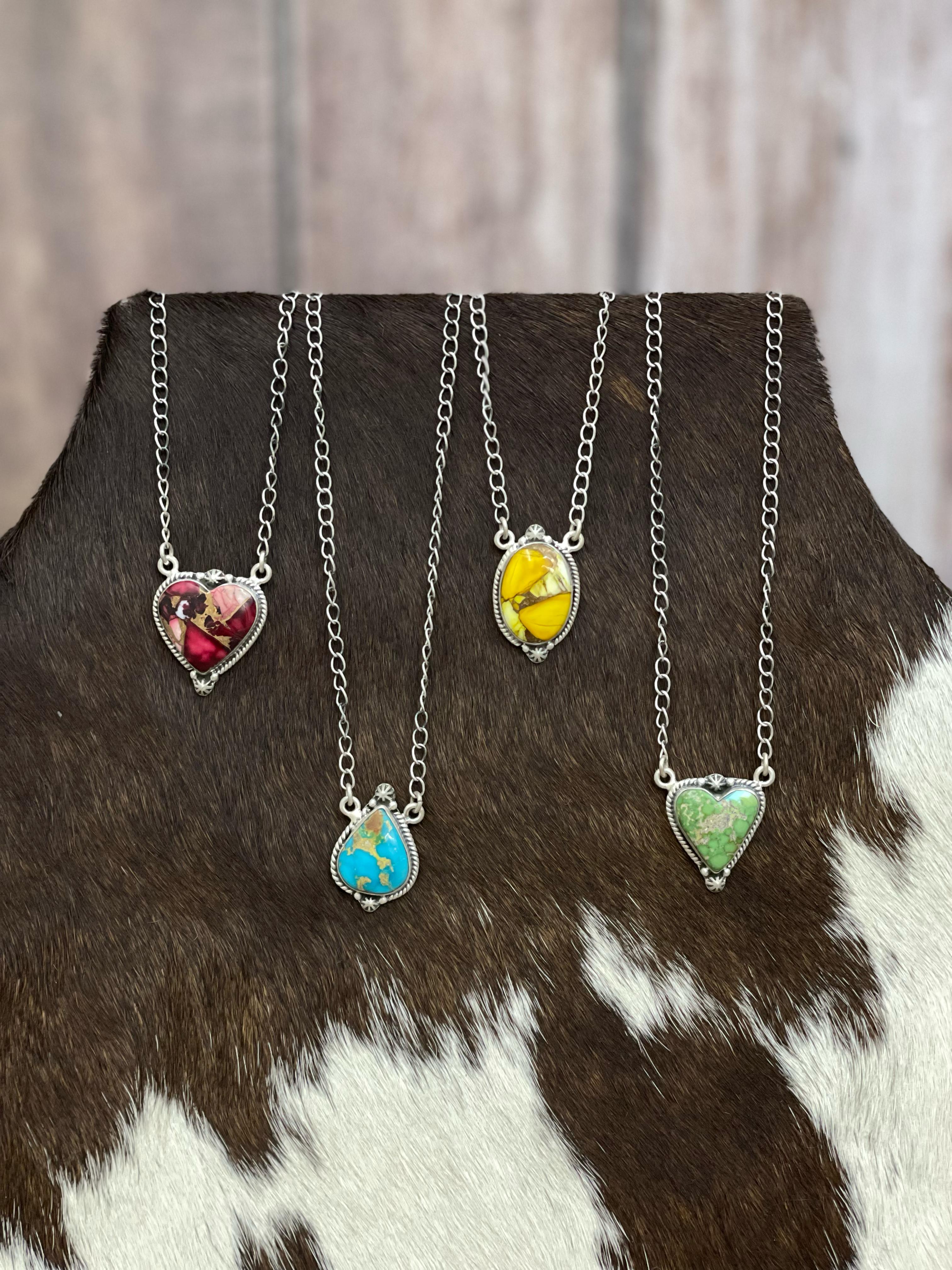 Handmade Sterling Silver Multi Stone Necklace, Signed Nizhoni