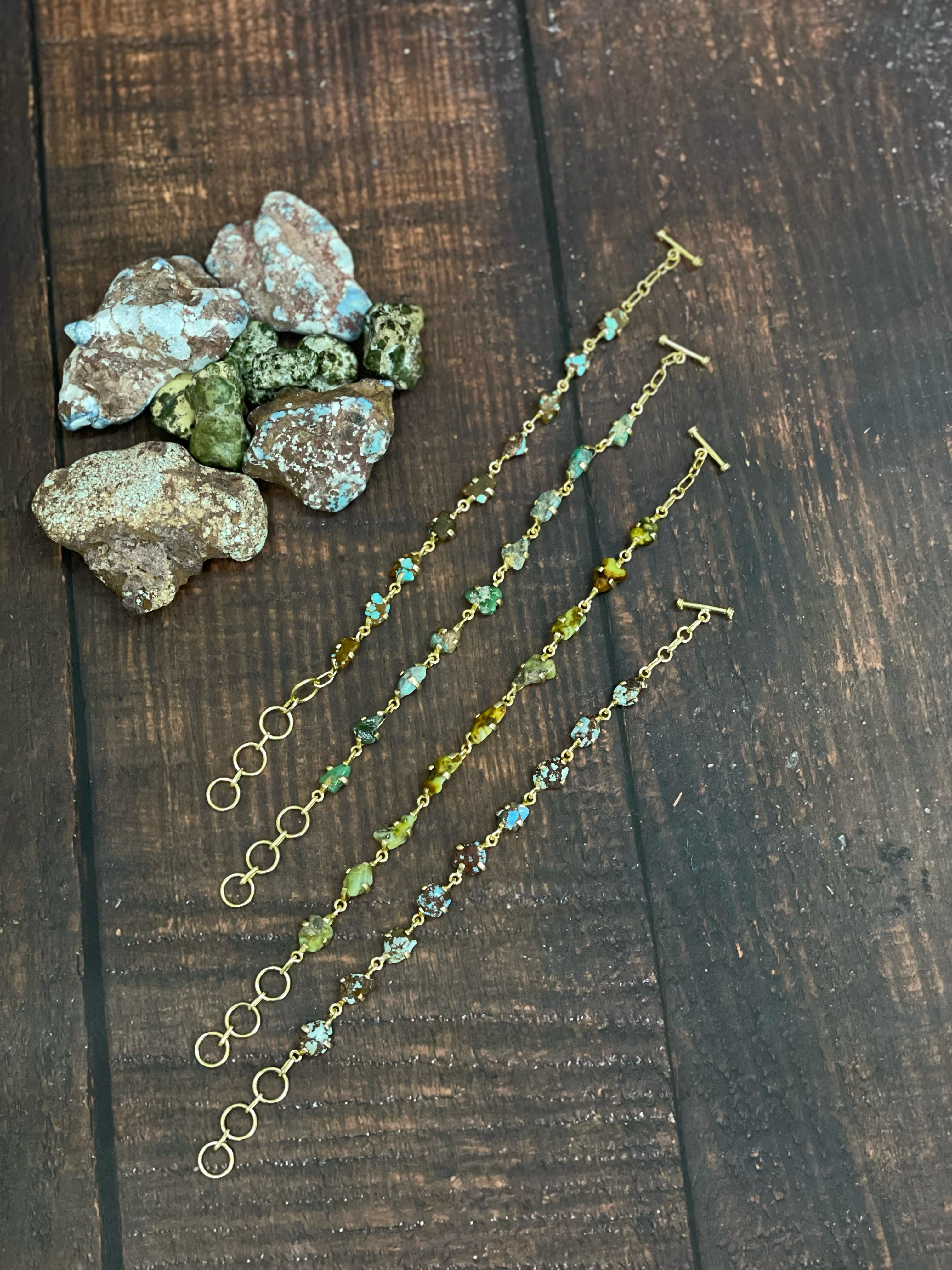 “The Golden Collection” Handmade Natural Gold Plated Multi Stones Chain Gravel Bracelet