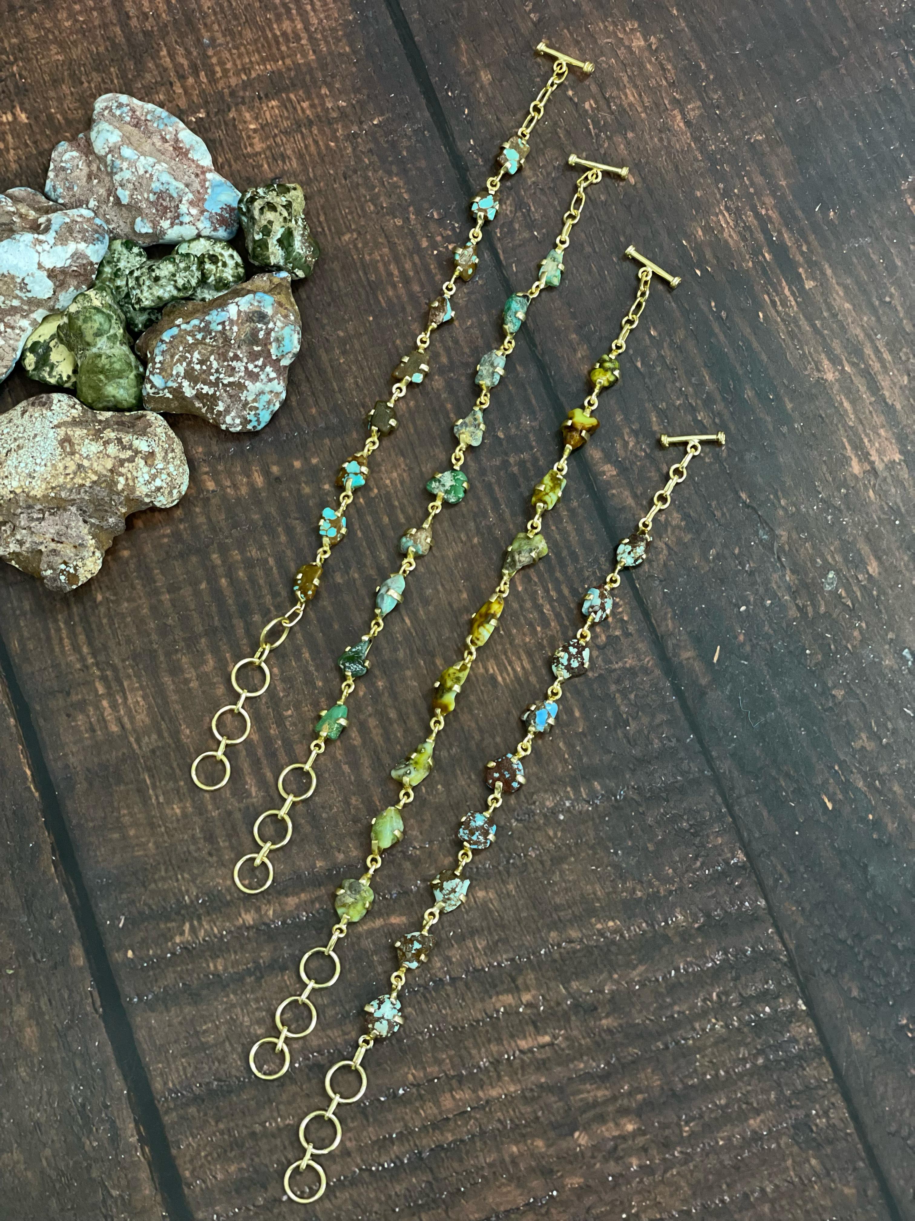 “The Golden Collection” Handmade Natural Gold Plated Multi Stones Chain Gravel Bracelet