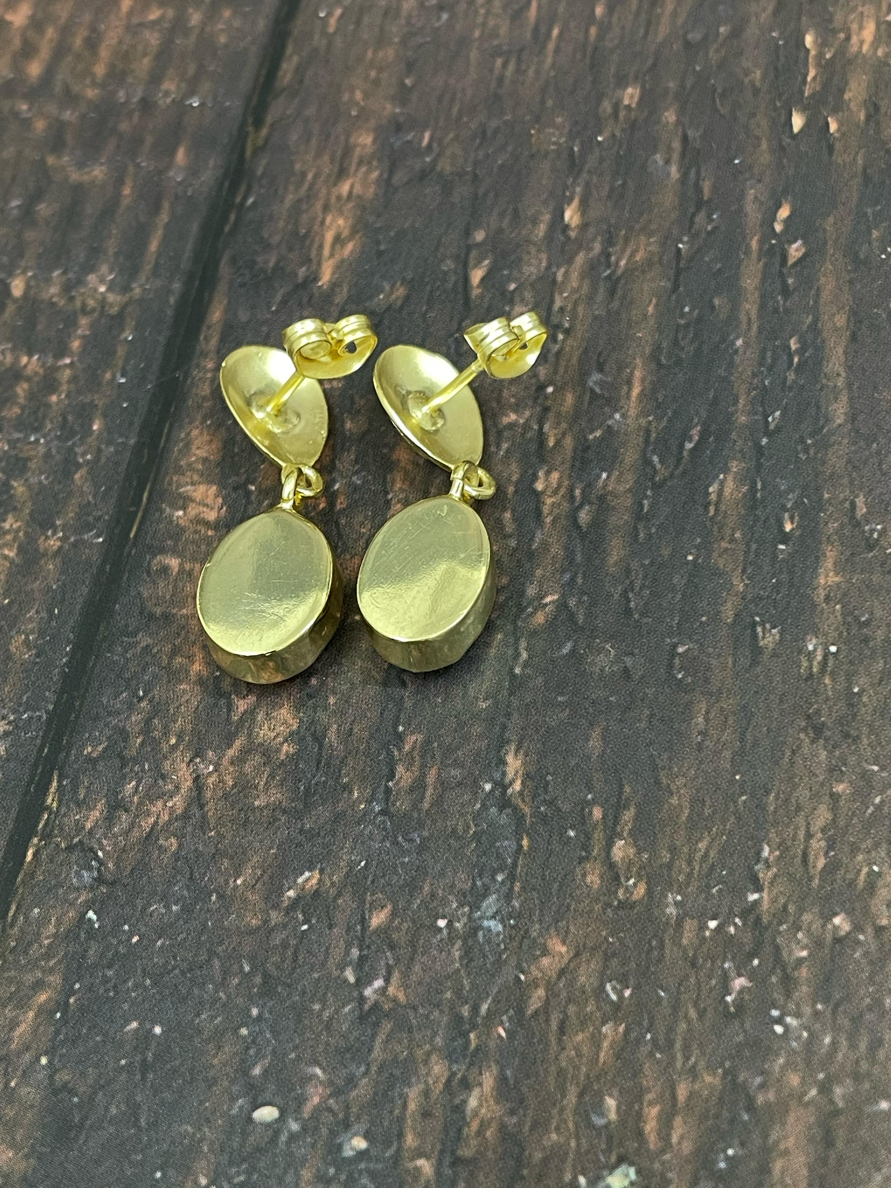 “The Golden Collection” Handmade Natural Gold Plated Sonoran Mountain Turquoise Post Dangle Earrings