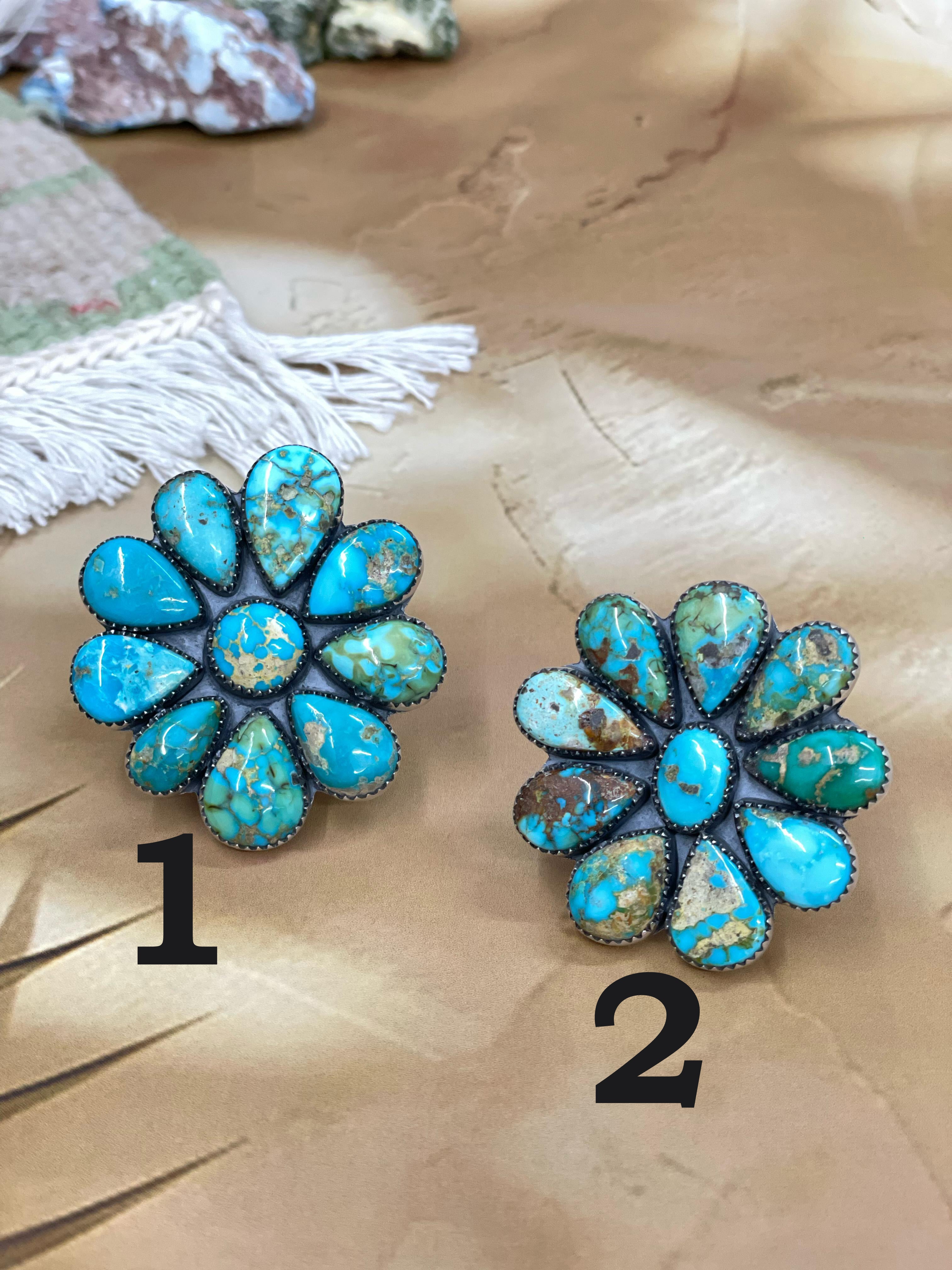 Handmade Sterling Silver South Hill Turquoise Adjustable Ring With Signed Nizhoni