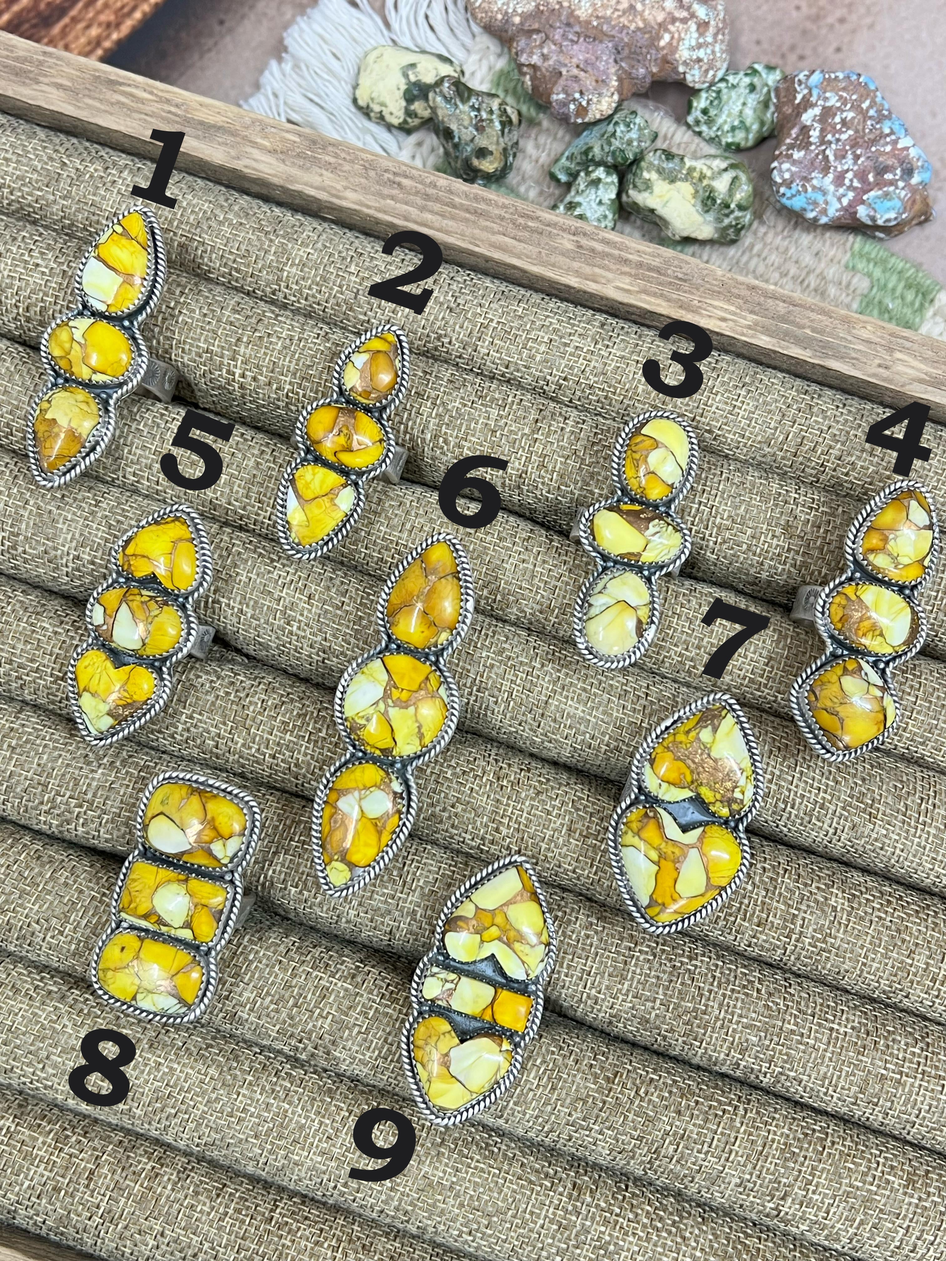 Handmade Sterling Silver Honey Dahlia Adjustable Ring, Signed Nizhoni