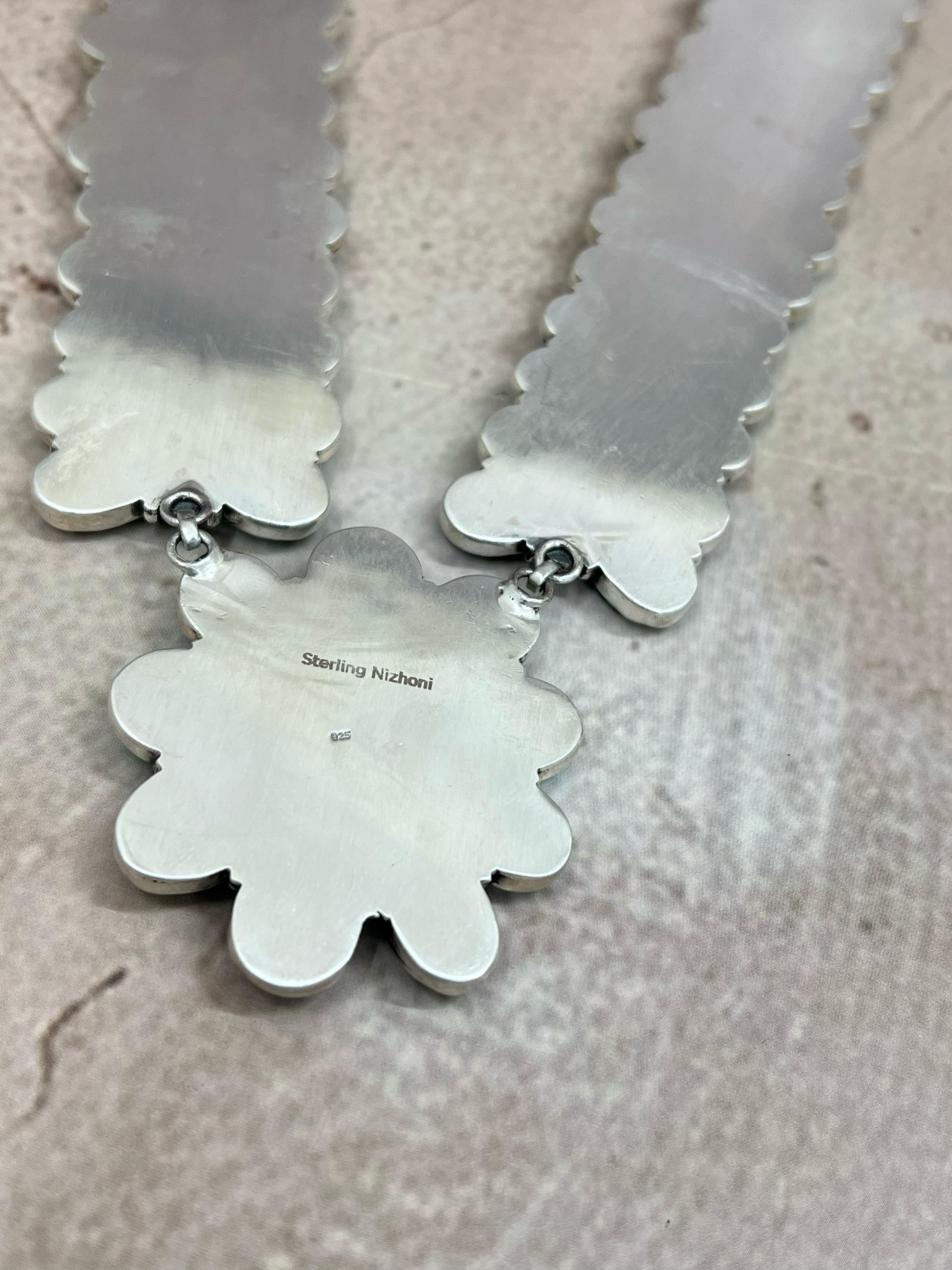 Handmade Sterling Silver South Hill Turquoise Necklace Signed Nizhoni