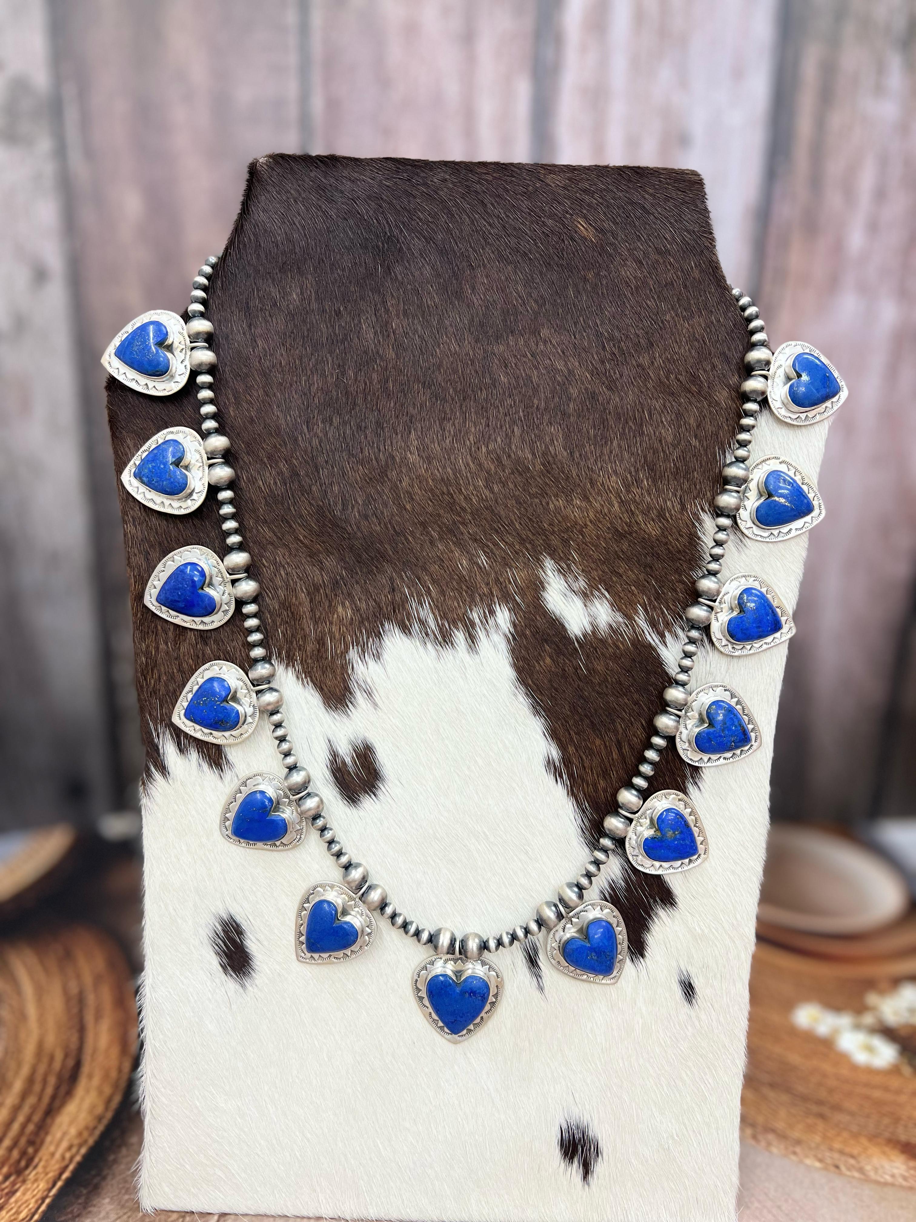 Handmade Sterling Silver Multi Stone Necklace with Signed Nizhoni