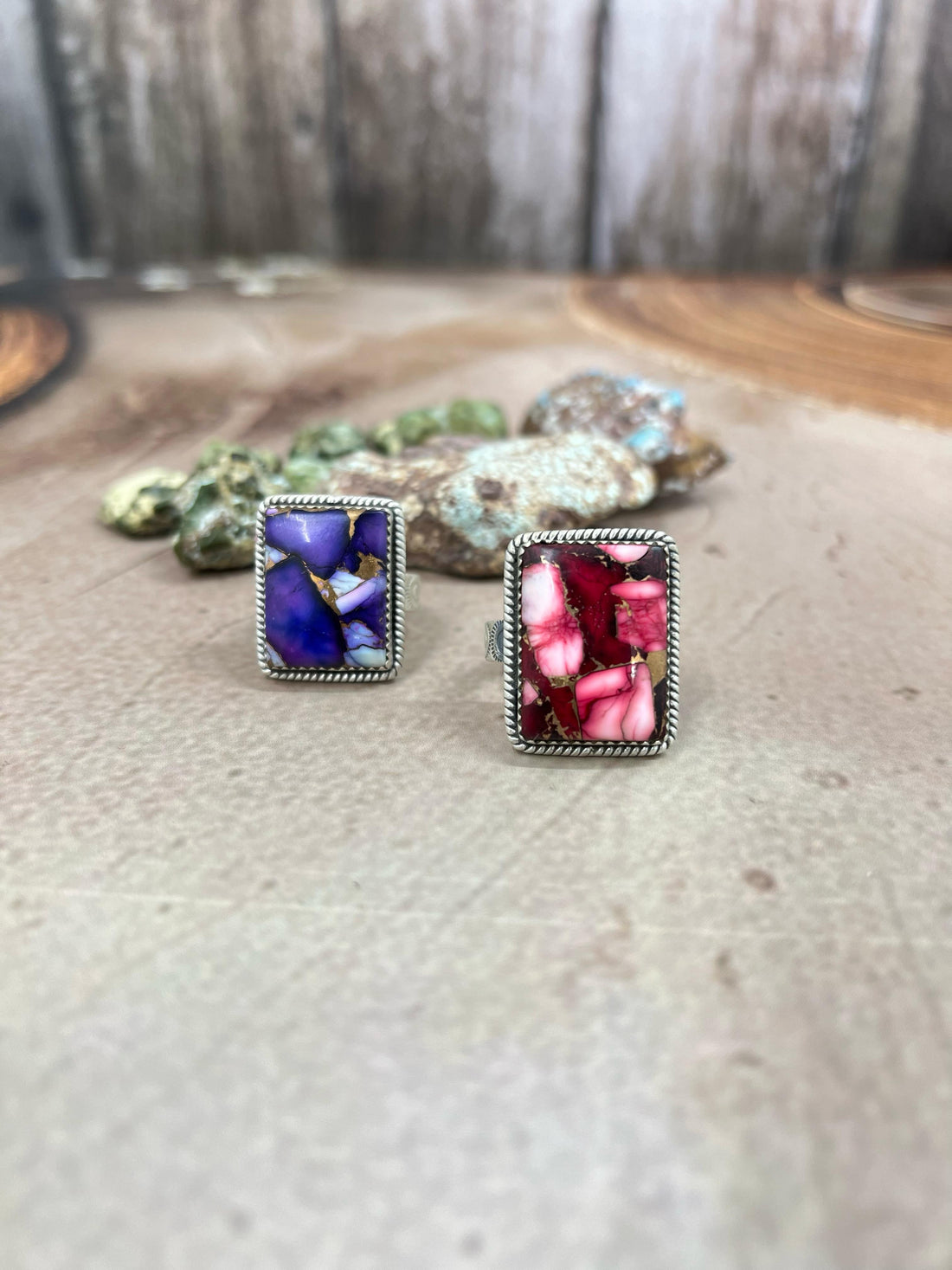 Handmade Sterling Silver Dahlia Rose, Purple Dahlia Adjustable Ring with Signed Nizhoni