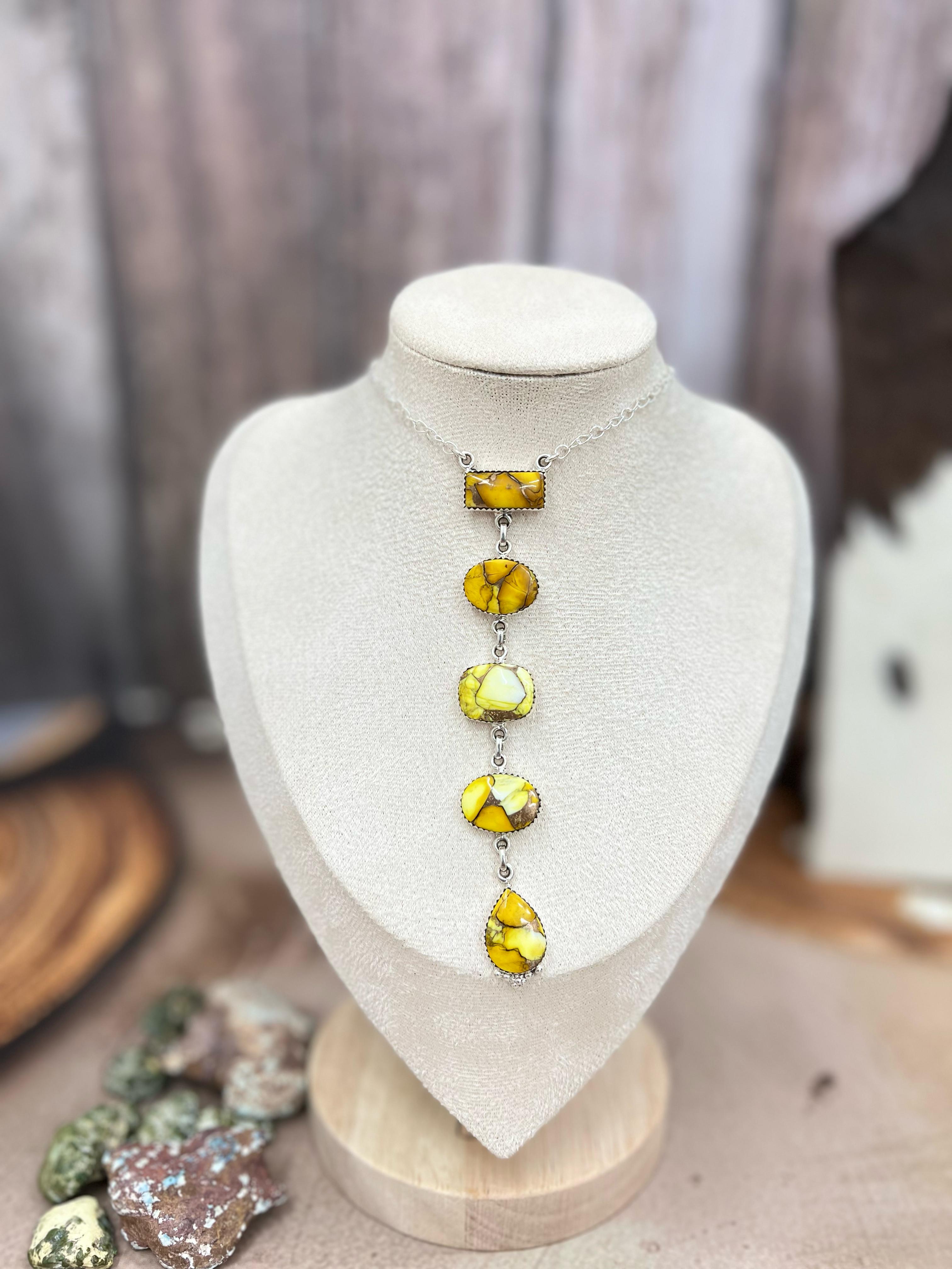 Handmade Sterling Silver Honey Dahlia Necklace with Signed Nizhoni