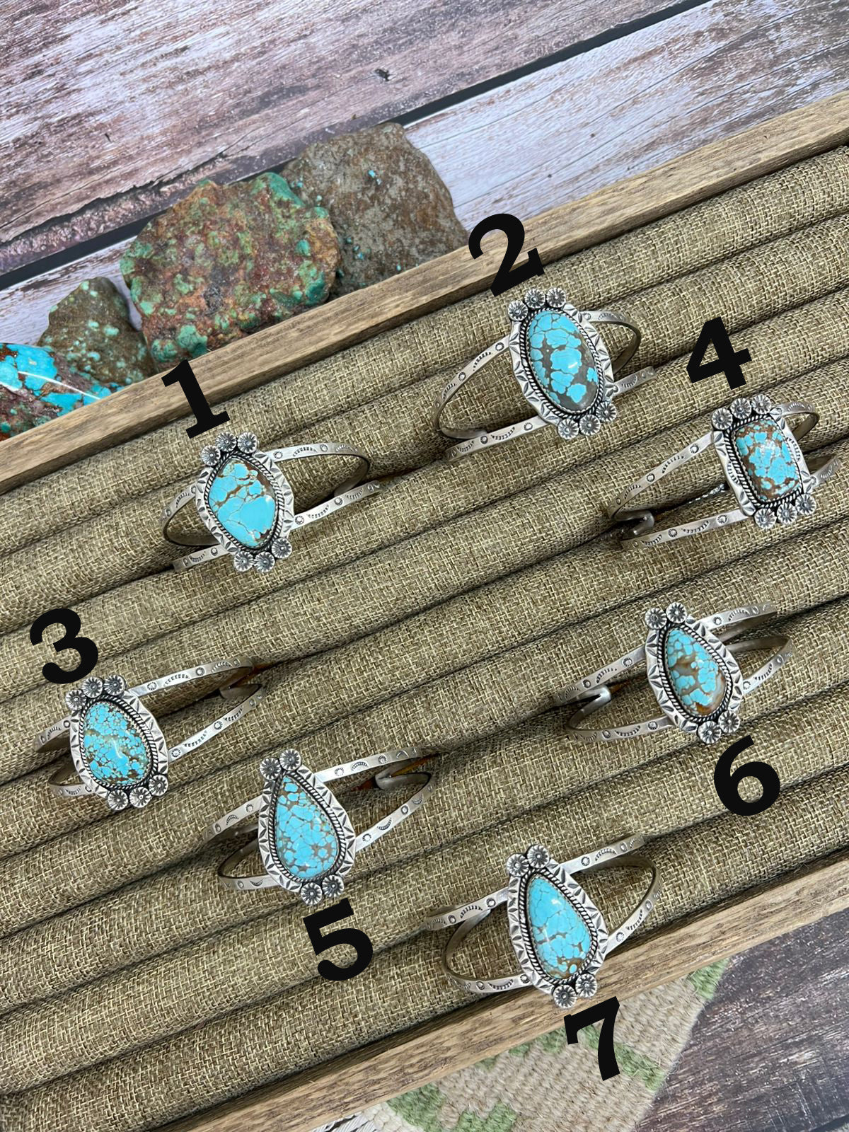 Handmade Sterling Silver Number 8 Turquoise Cuff Bracelet with Signed Nizhoni