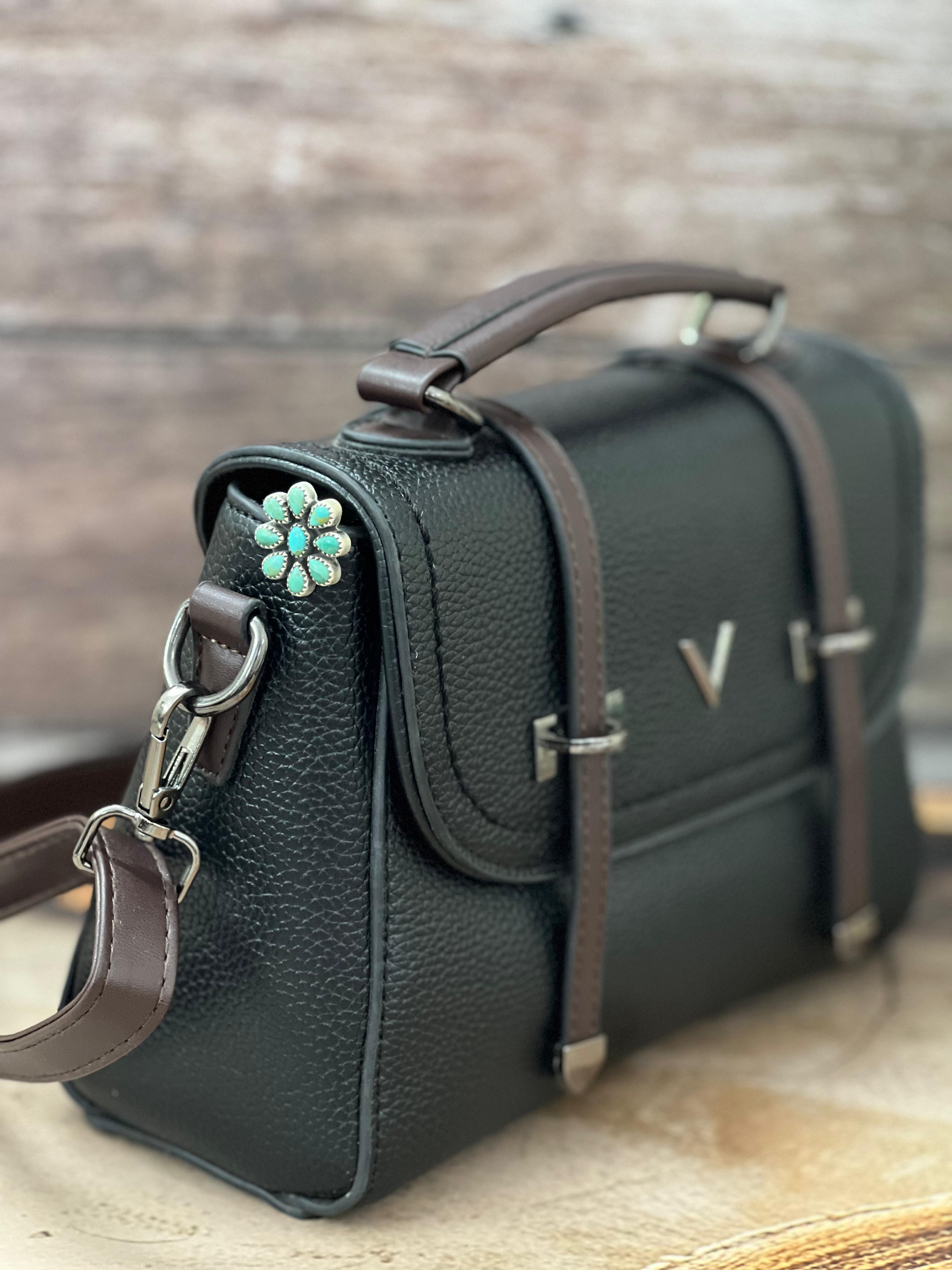 Handmade Sterling Silver Kingman Turquoise Purse Key Clip with Signed Nizhoni