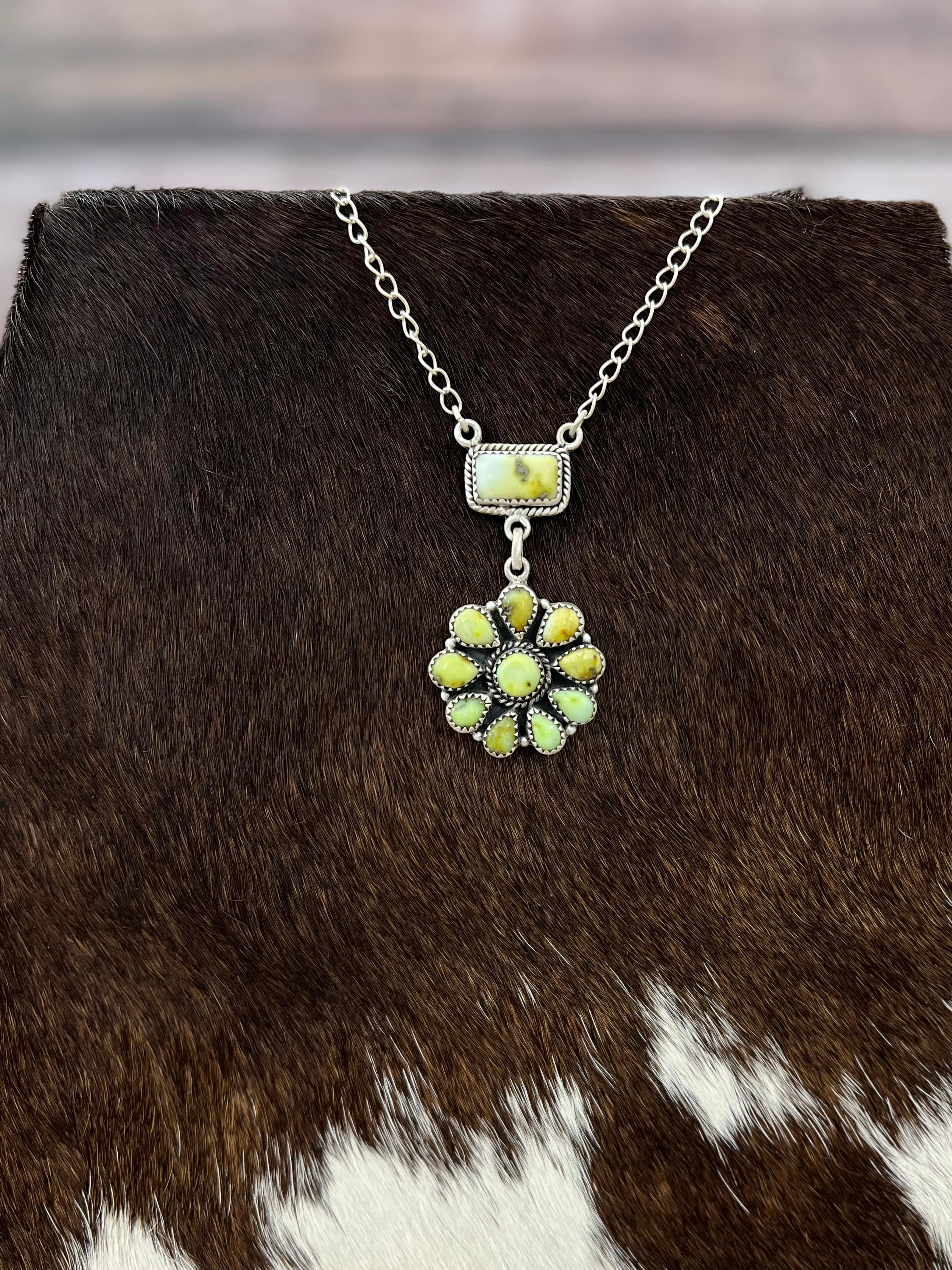 Handmade Sterling Silver Palomino Turquoise Necklace with Signed Nizhoni (7)