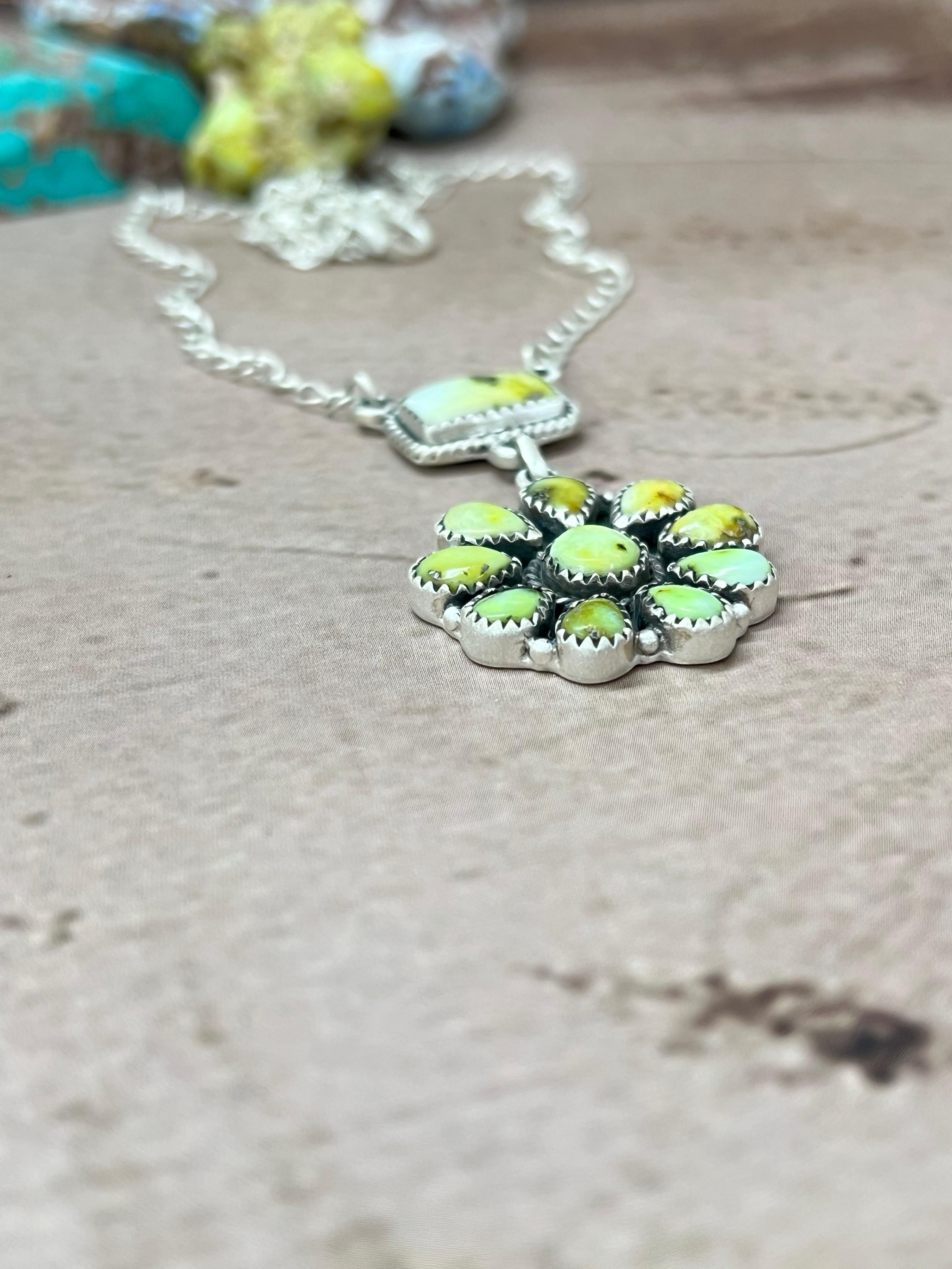 Handmade Sterling Silver Palomino Turquoise Necklace with Signed Nizhoni (7)