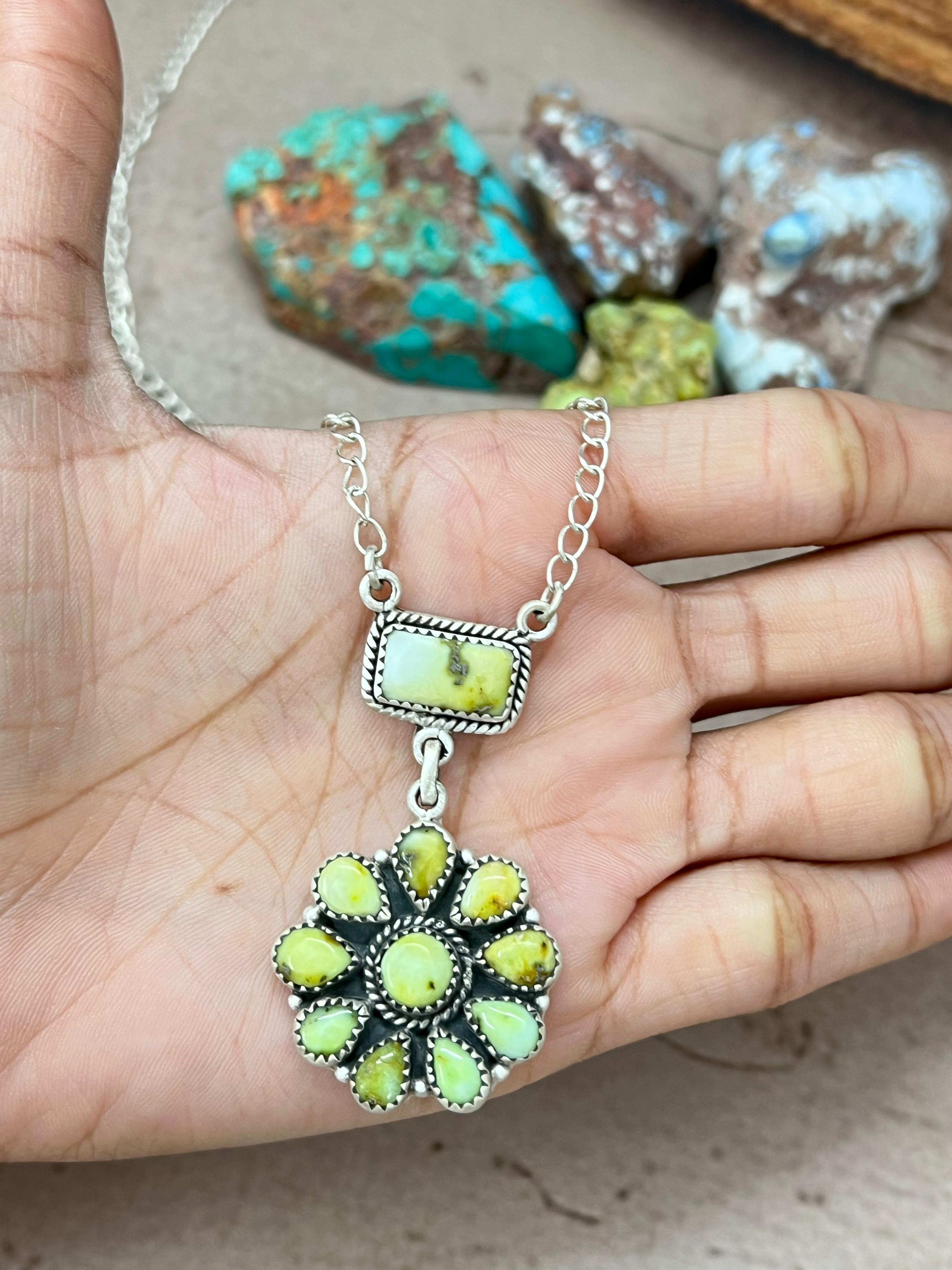 Handmade Sterling Silver Palomino Turquoise Necklace with Signed Nizhoni (7)