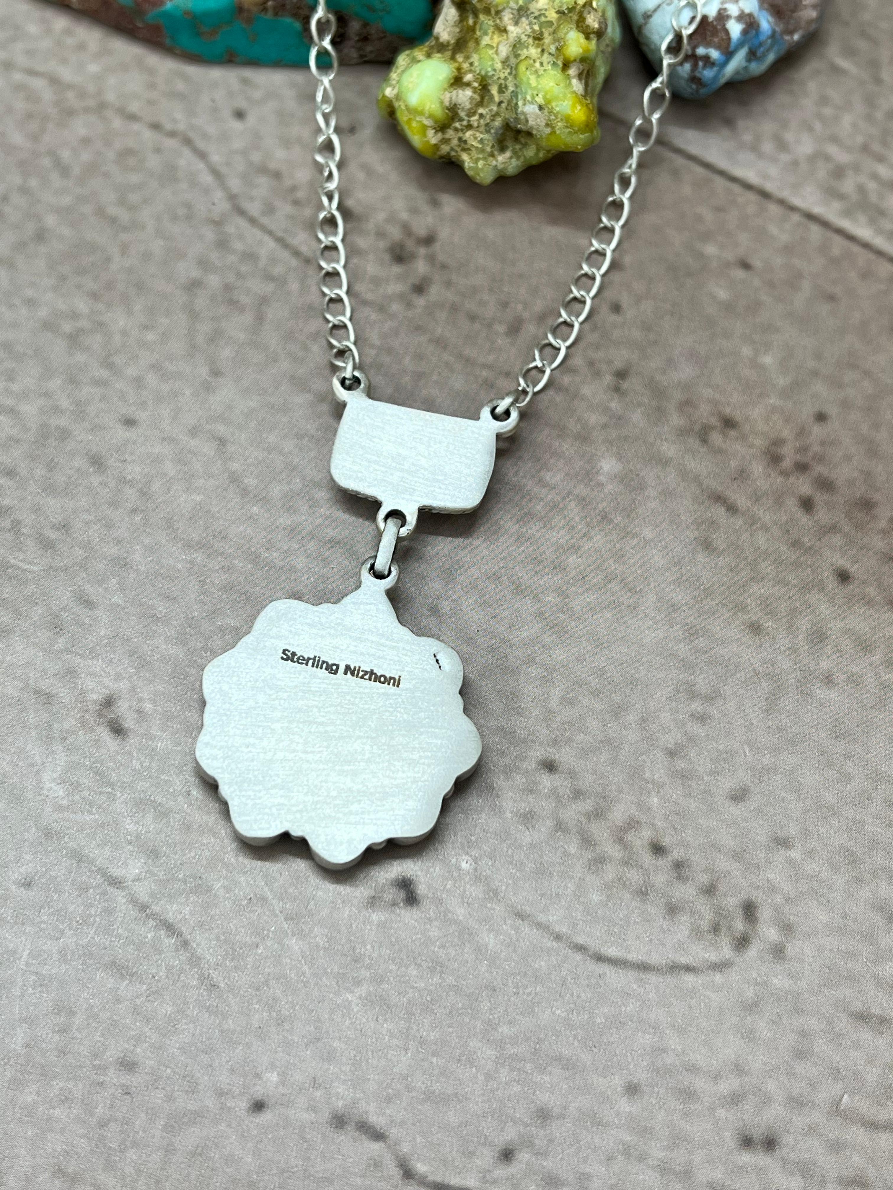 Handmade Sterling Silver Palomino Turquoise Necklace with Signed Nizhoni (7)