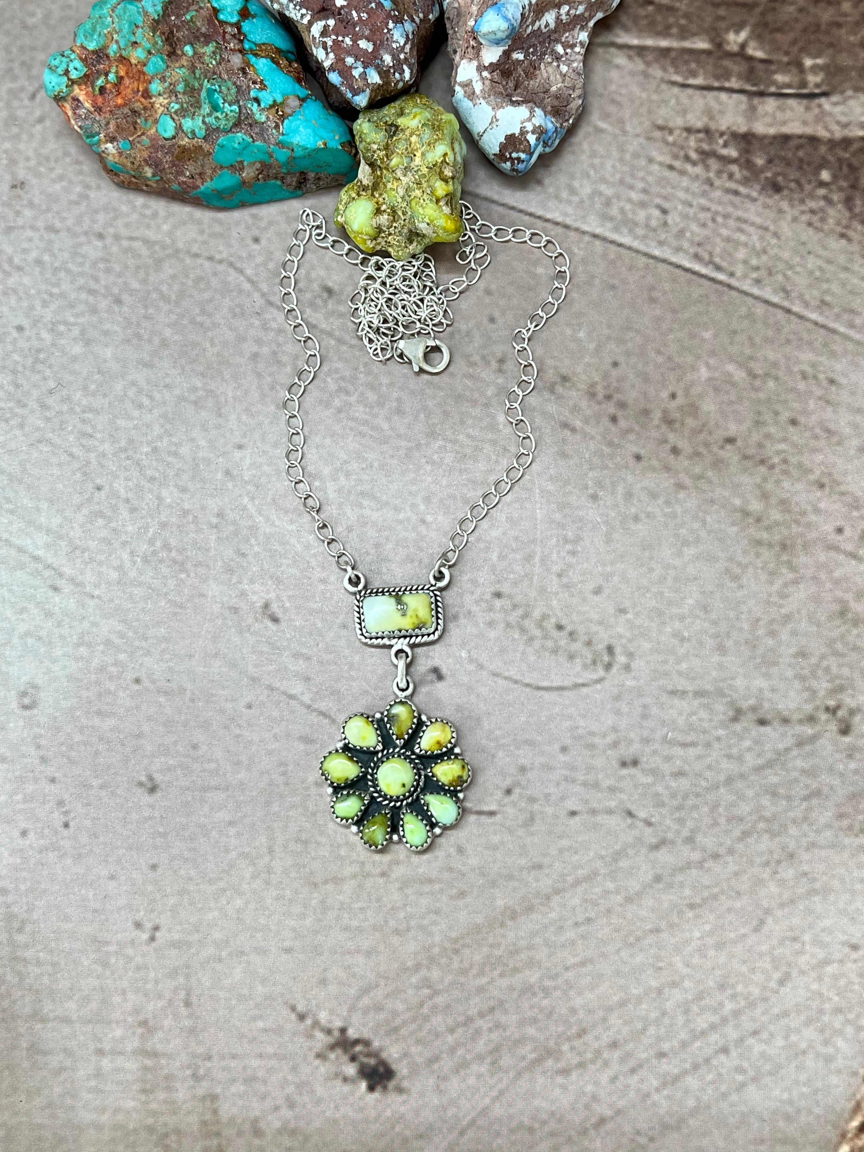 Handmade Sterling Silver Palomino Turquoise Necklace with Signed Nizhoni (7)