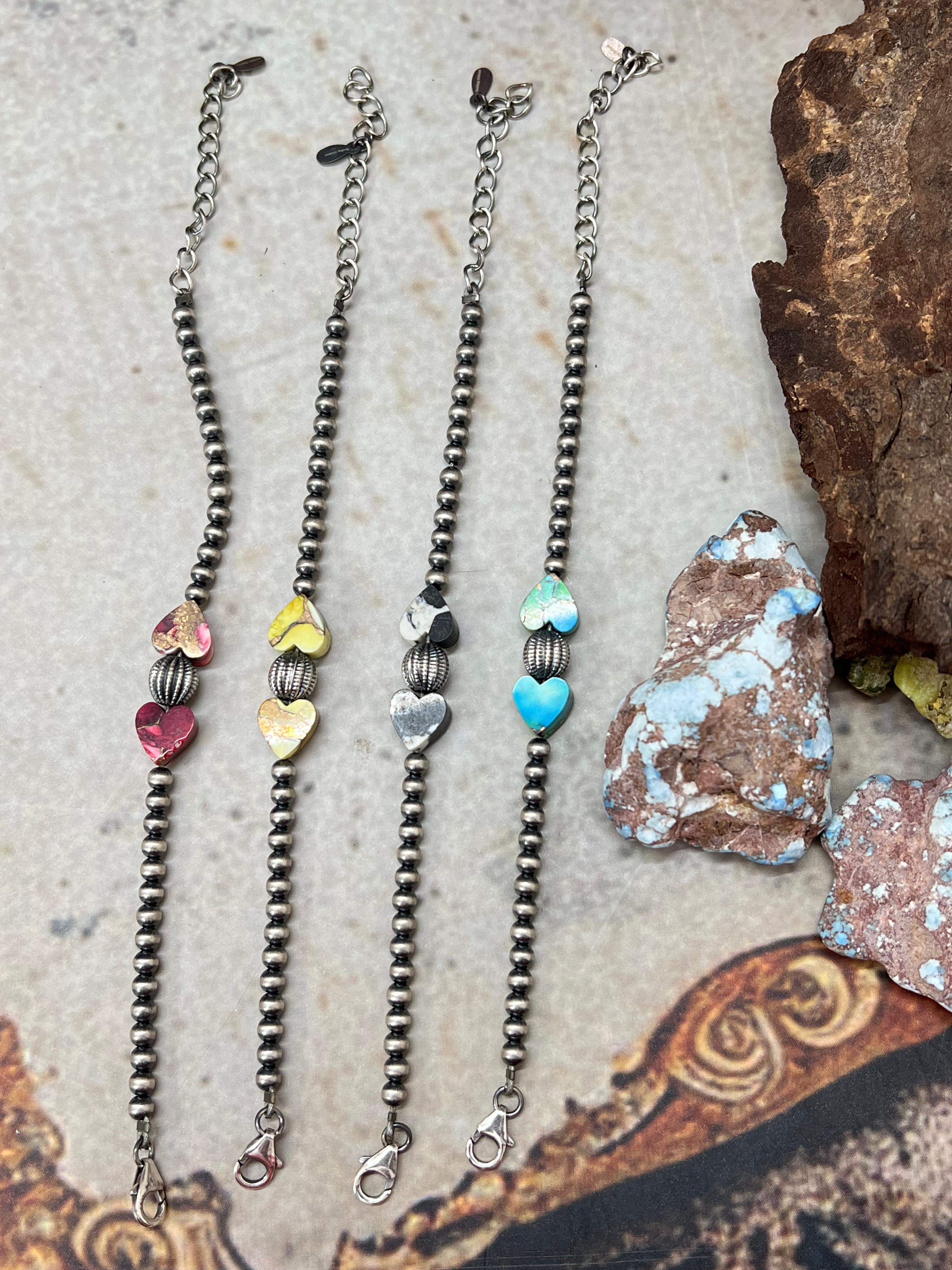 Handmade Sterling Silver Multi Stone Bracelet with Signed Nizhoni