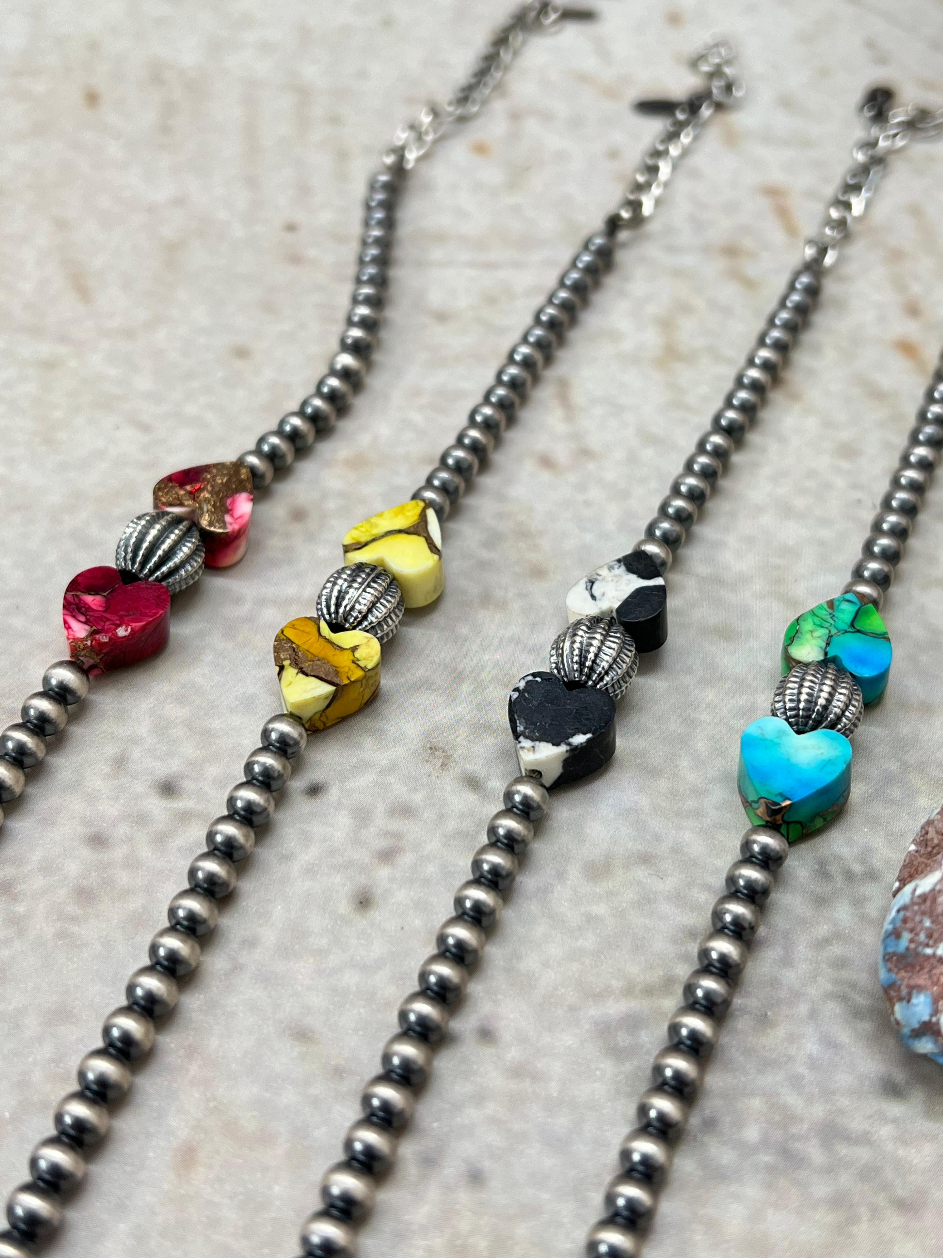 Handmade Sterling Silver Multi Stone Bracelet with Signed Nizhoni