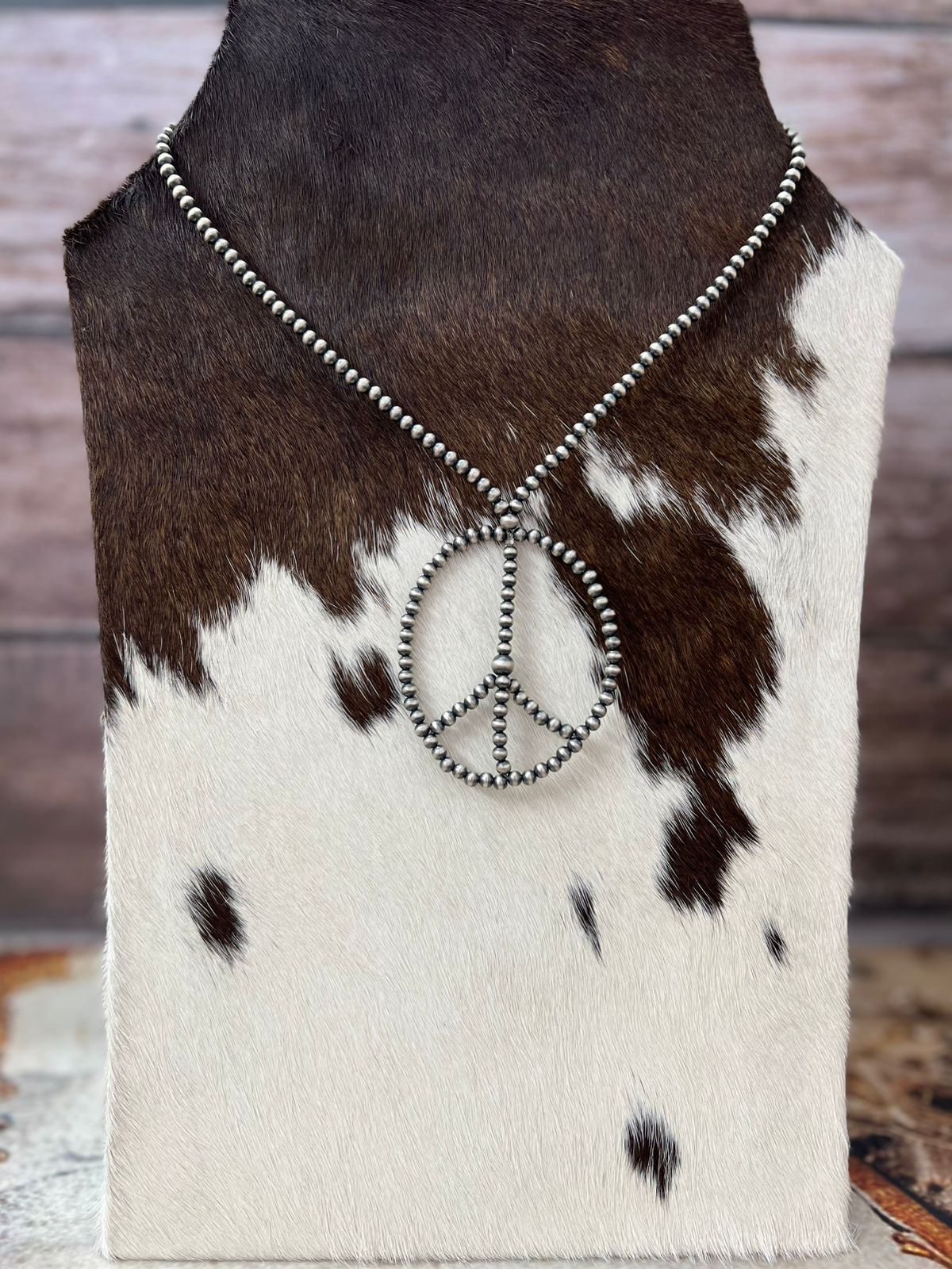 Handmade Sterling Silver PEACE SIGN Beaded Necklace "Signed Nizhoni"