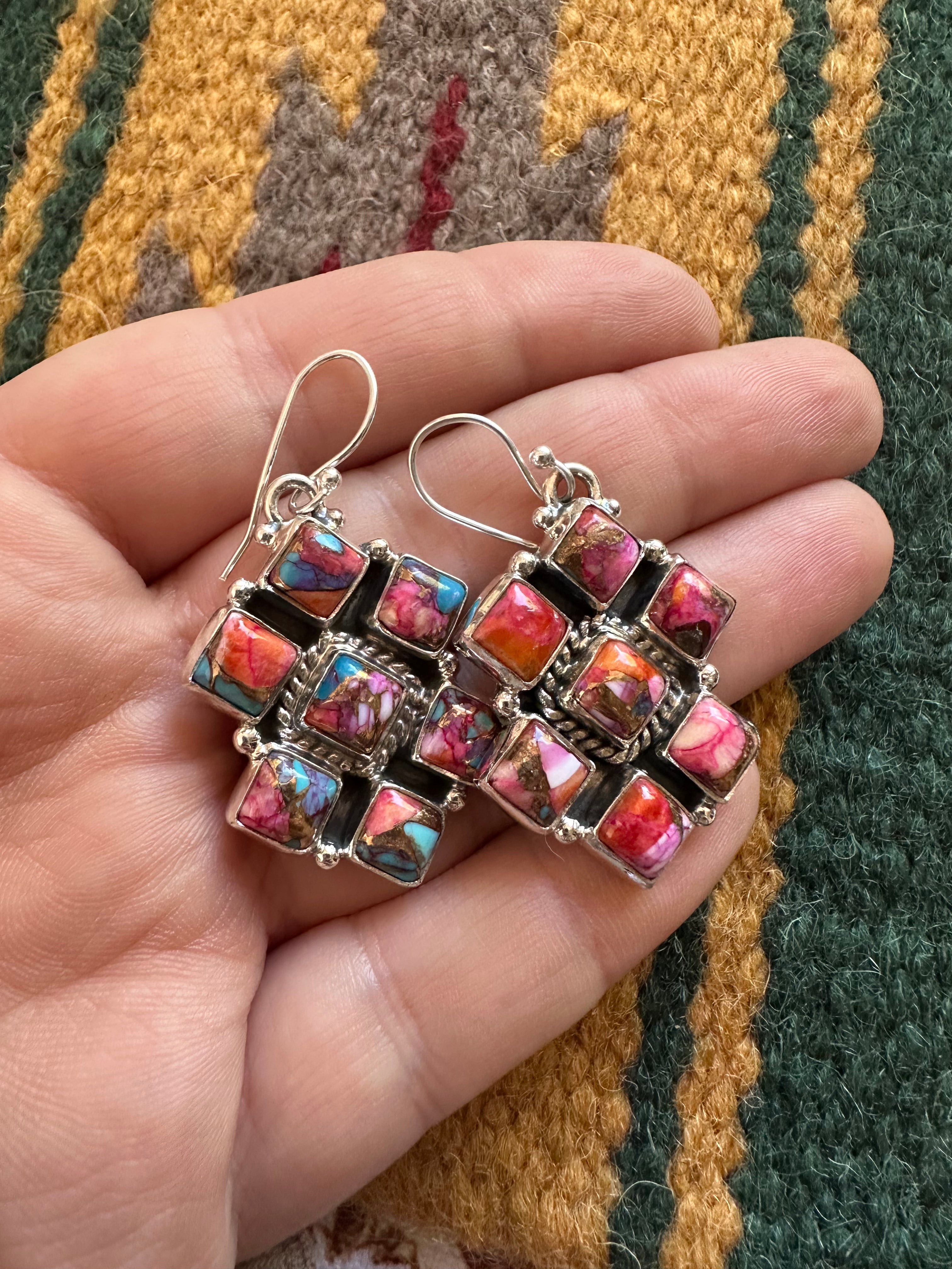 Pink Dream Mohave and Sterling Silver Handmade Dangles