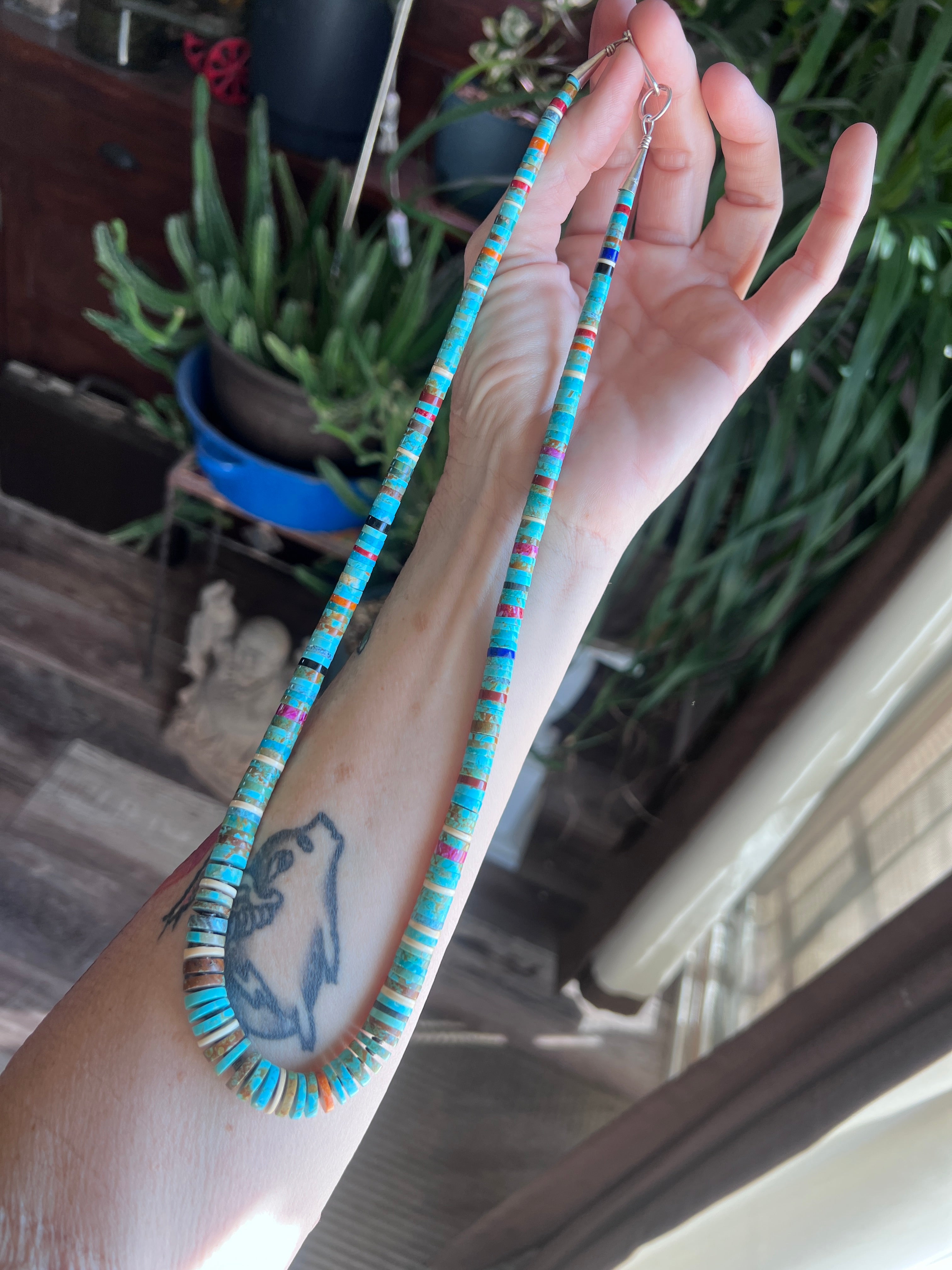 Ronald Chavez Handcrafted Multistone Graduated Heishi Bead Necklace