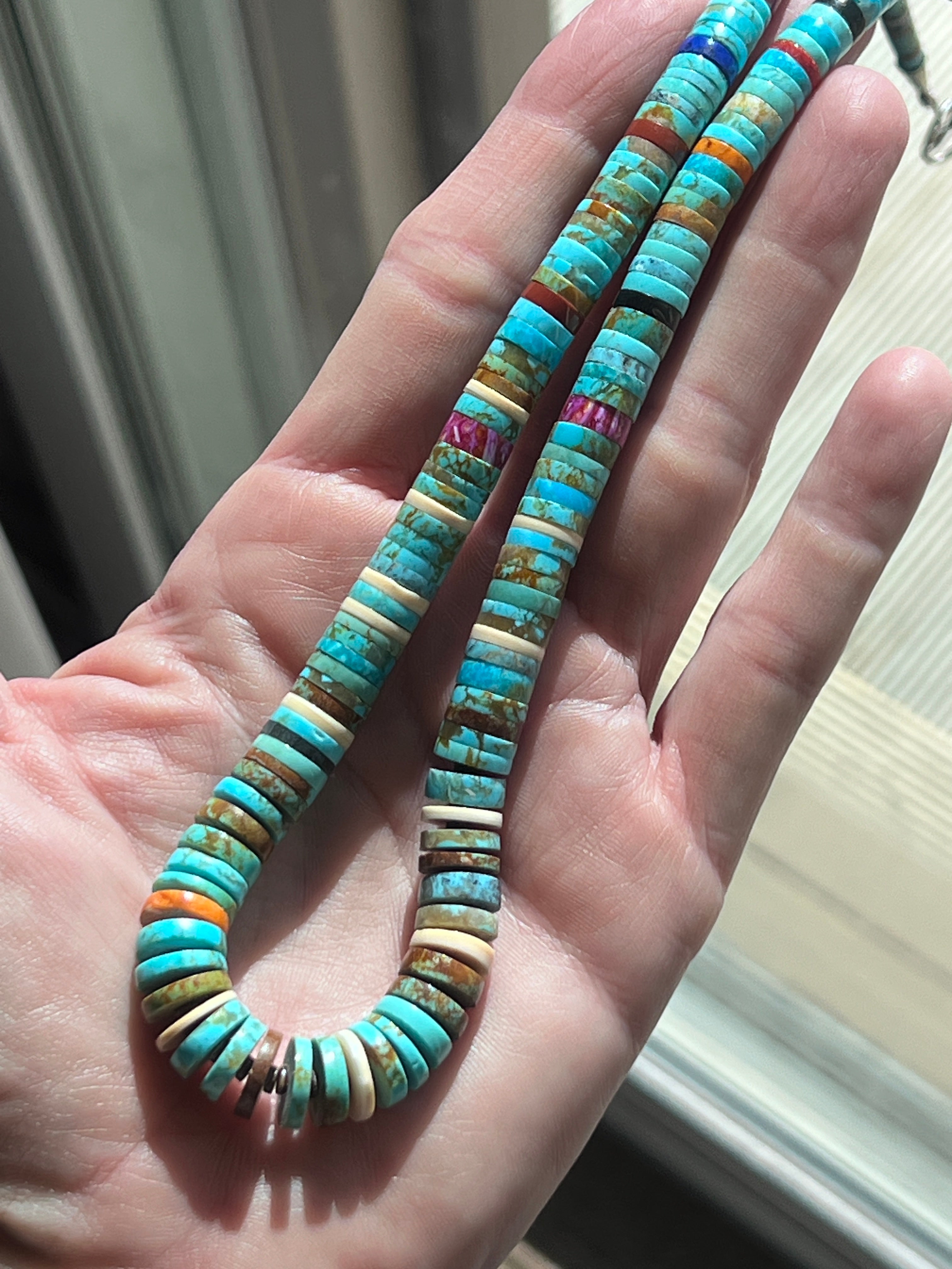 Ronald Chavez Handcrafted Multistone Graduated Heishi Bead Necklace
