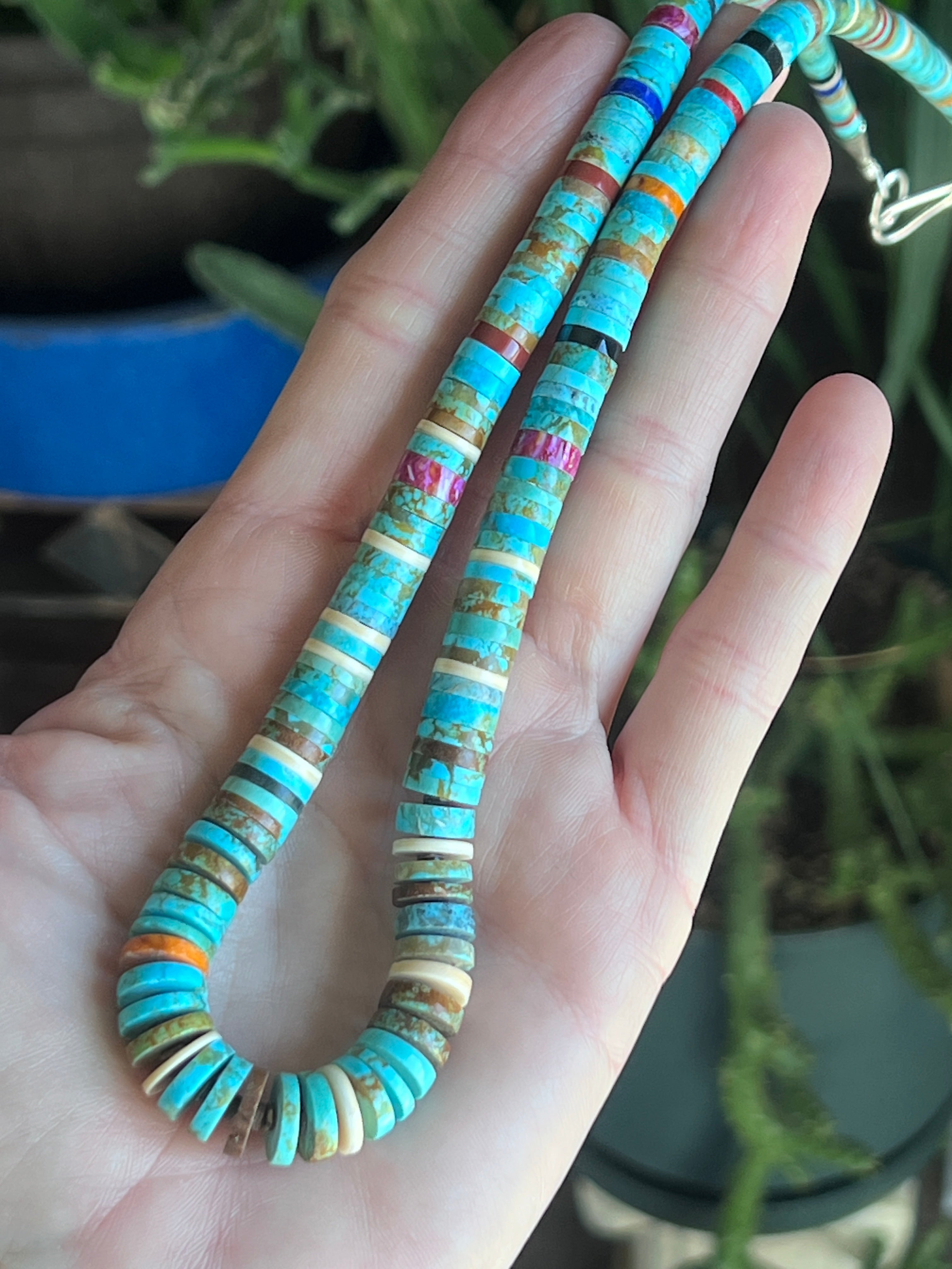 Ronald Chavez Handcrafted Multistone Graduated Heishi Bead Necklace