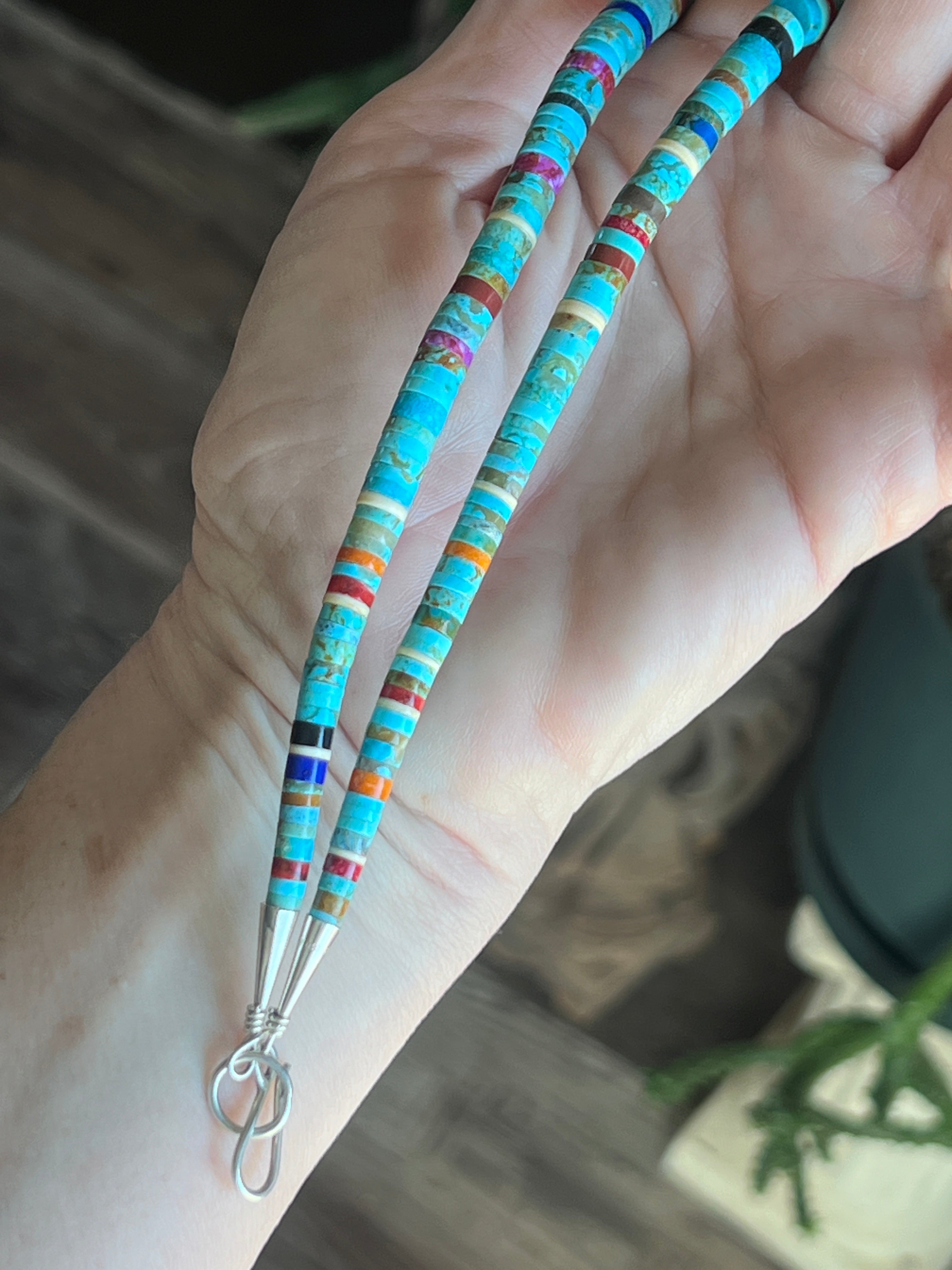 Ronald Chavez Handcrafted Multistone Graduated Heishi Bead Necklace