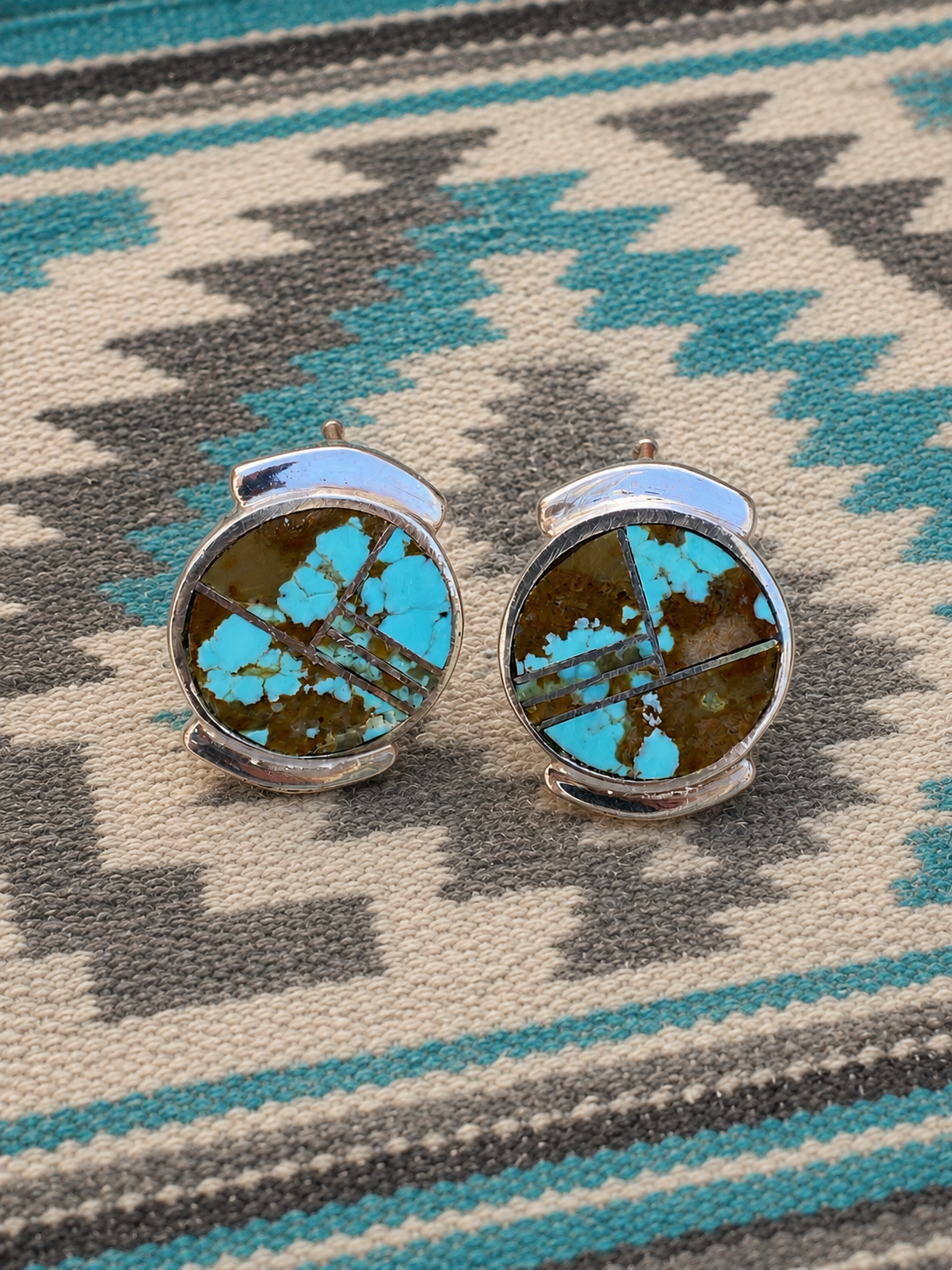 Handcrafted Turquoise #8 & Sterling Silver Stud Earrings