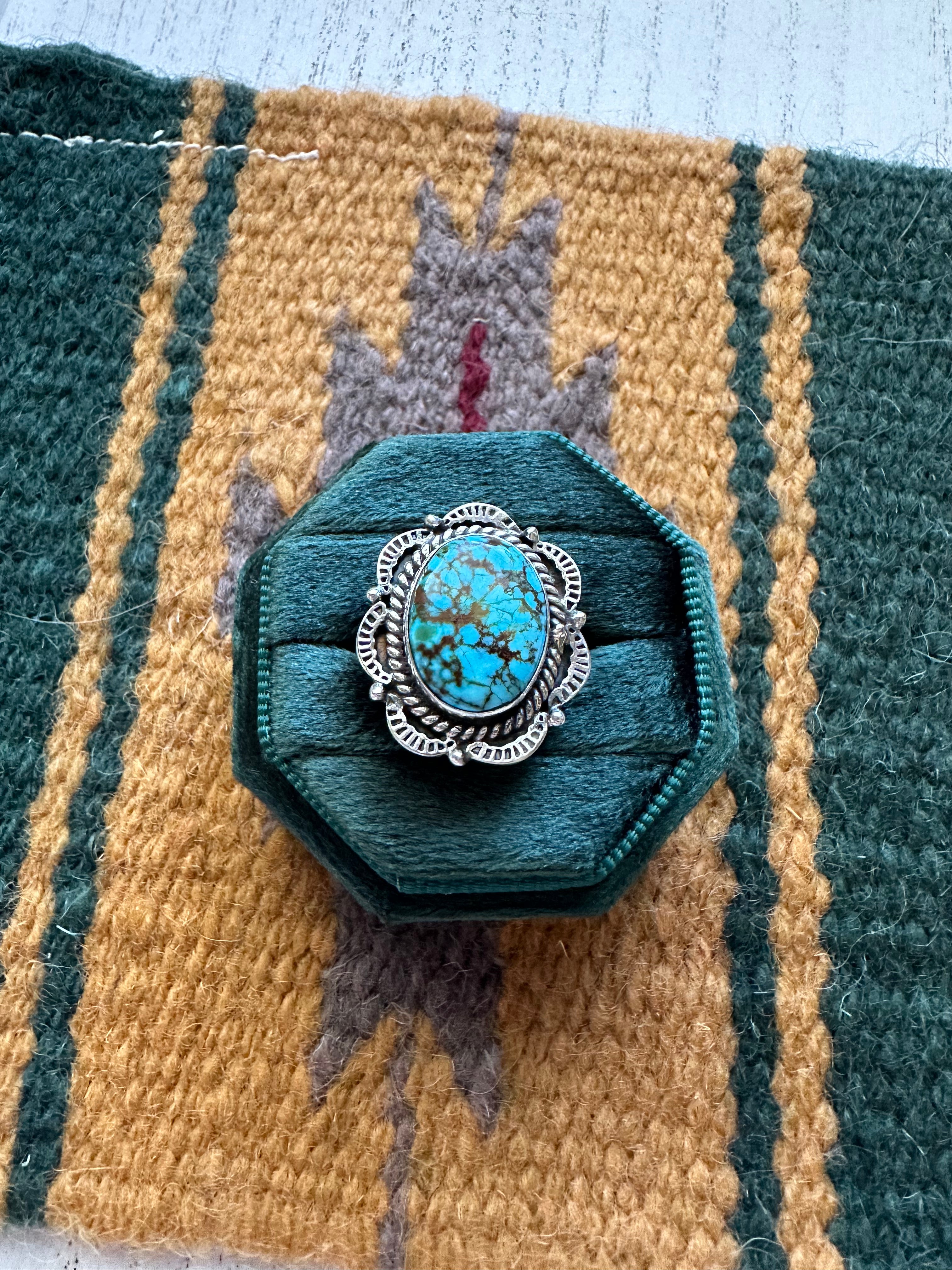 “Harmony” Nizhoni Handmade Turquoise And Sterling Silver Adjustable Ring