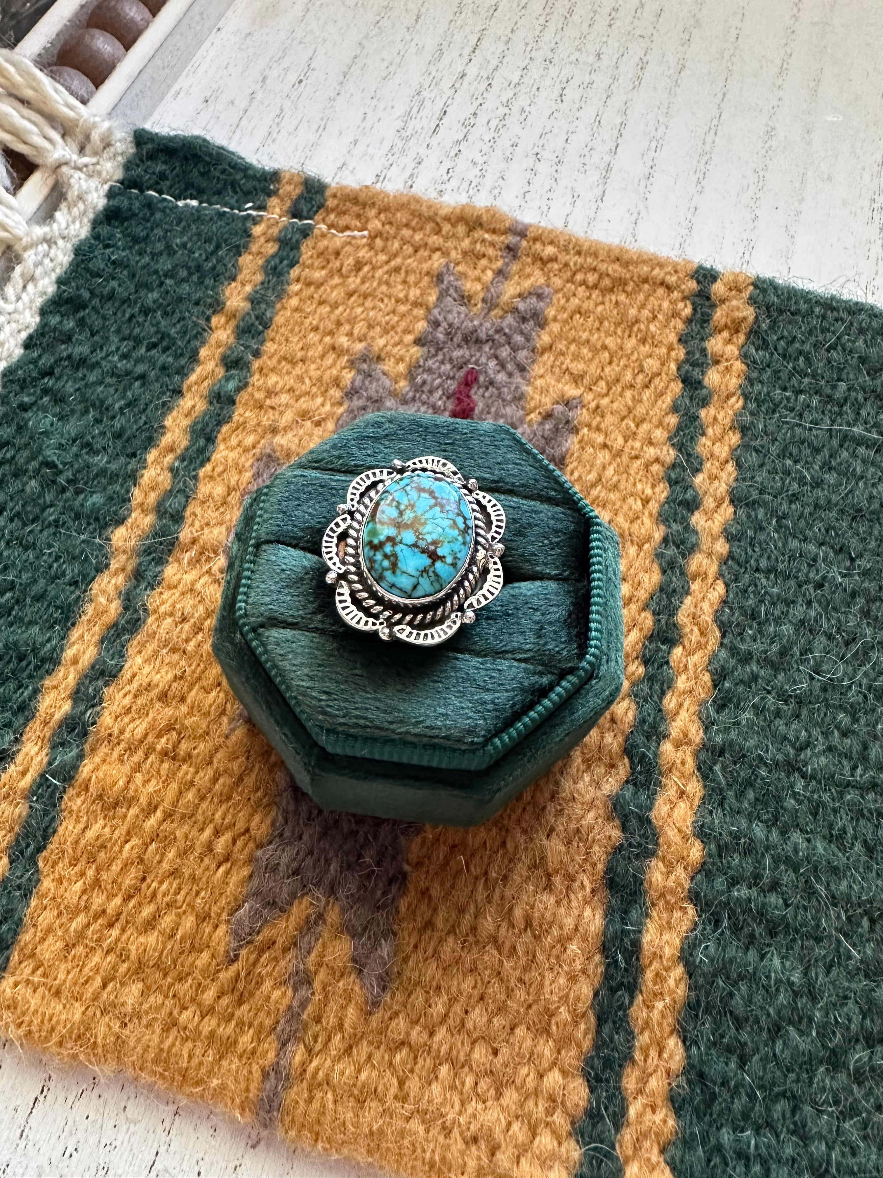 “Harmony” Nizhoni Handmade Turquoise And Sterling Silver Adjustable Ring