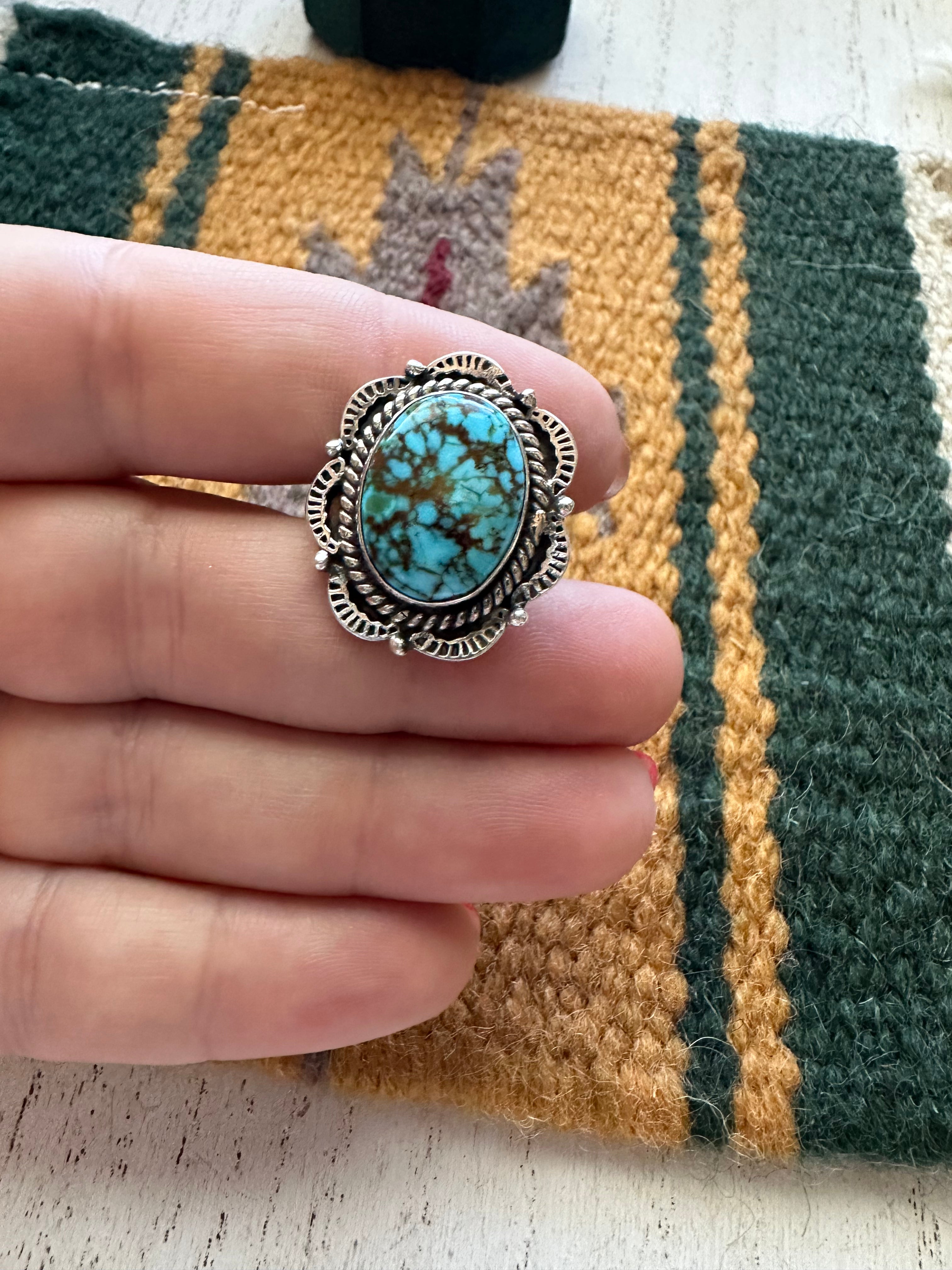 “Harmony” Nizhoni Handmade Turquoise And Sterling Silver Adjustable Ring