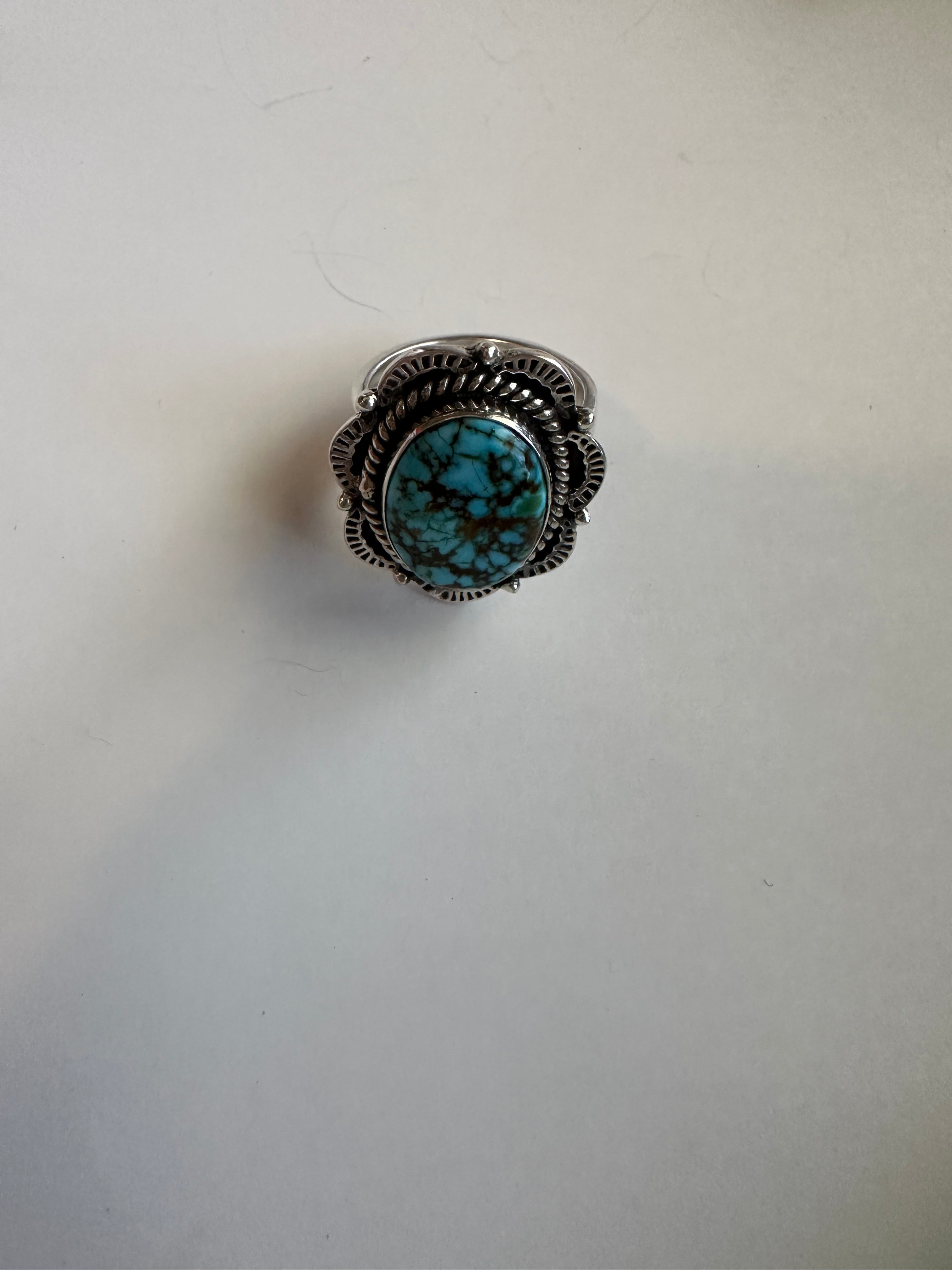 “Harmony” Nizhoni Handmade Turquoise And Sterling Silver Adjustable Ring