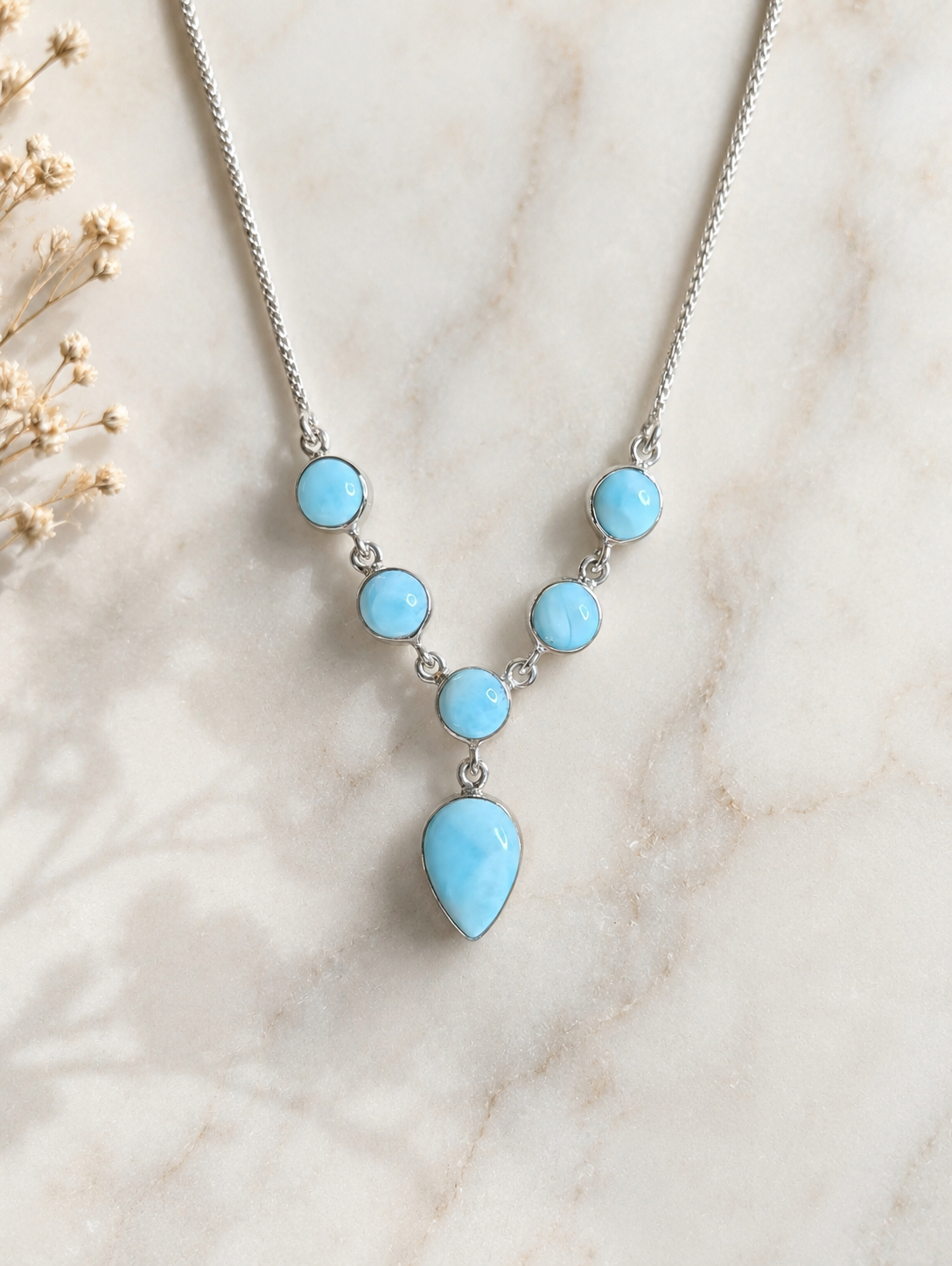 Larimar Sterling Silver Drop Necklace