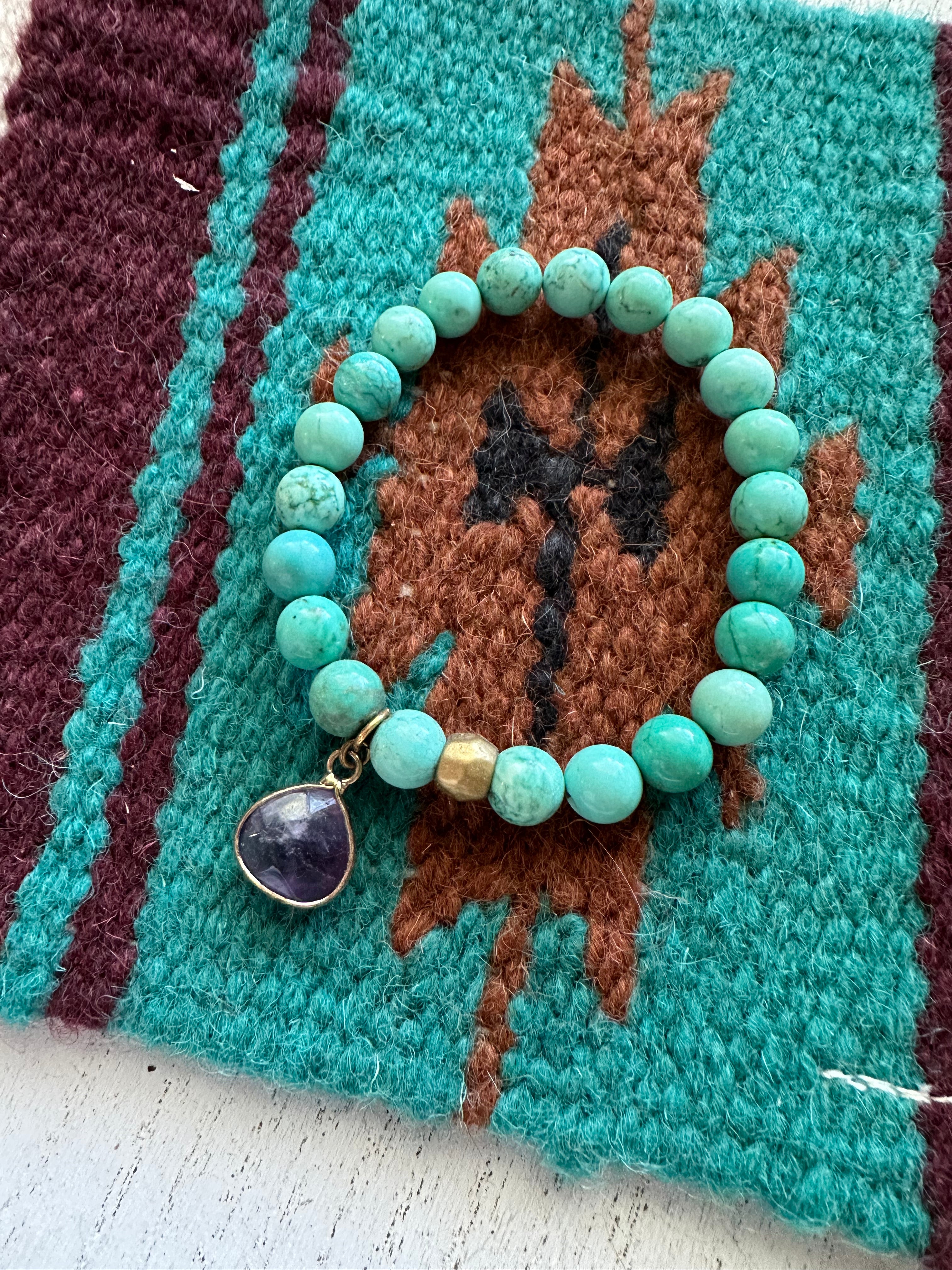 Handmade Beaded Stretch Turquoise Bracelet