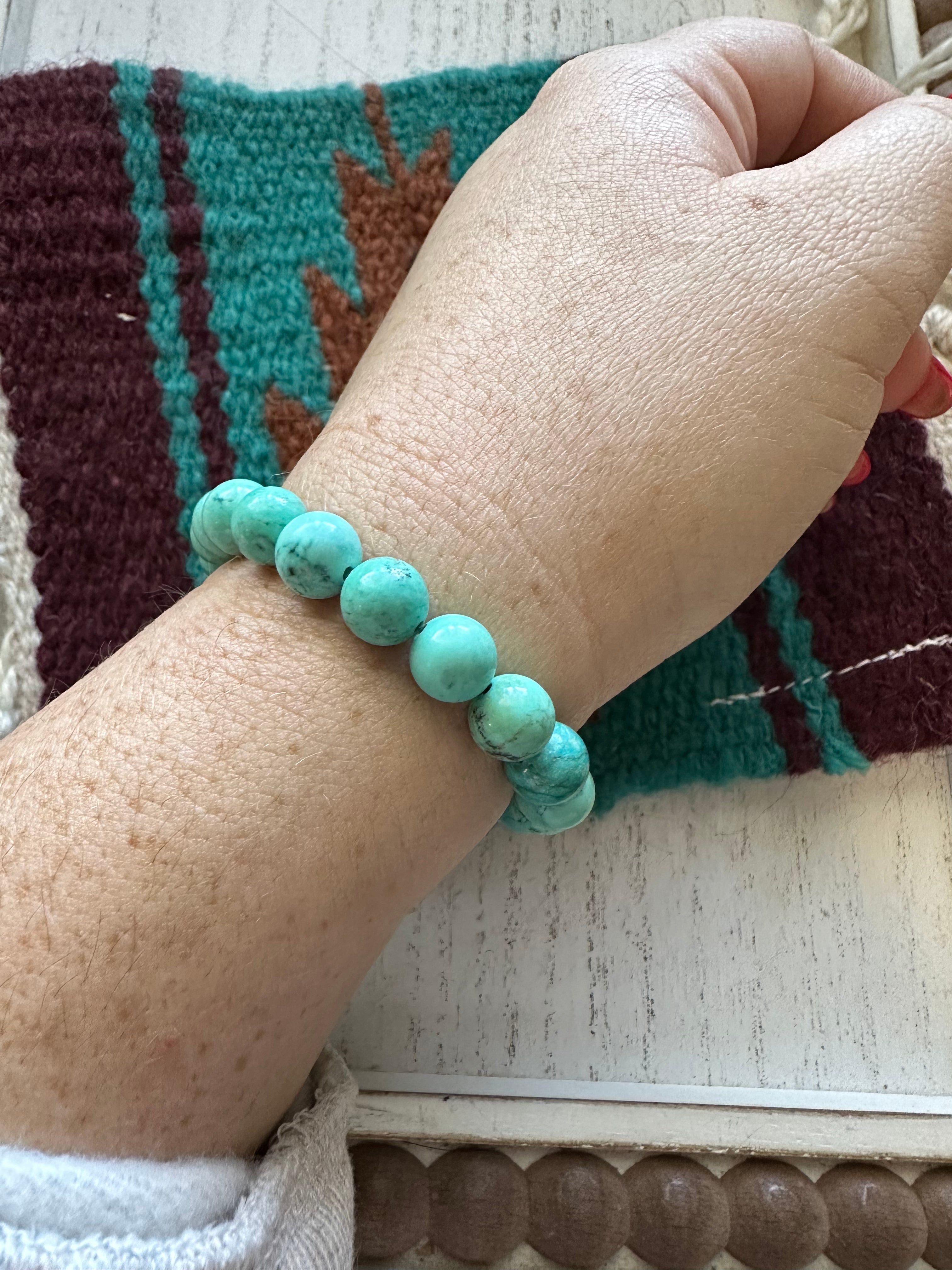 Handmade Beaded Stretch Turquoise Bracelet