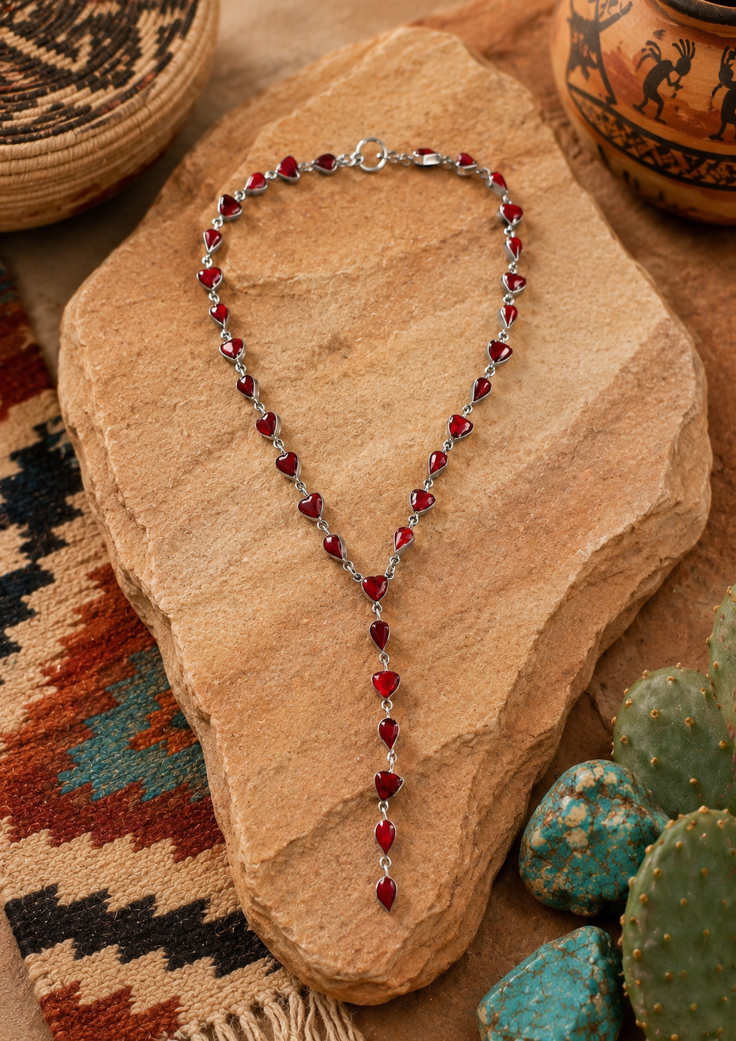 18" Red Jasper Lariat Necklace