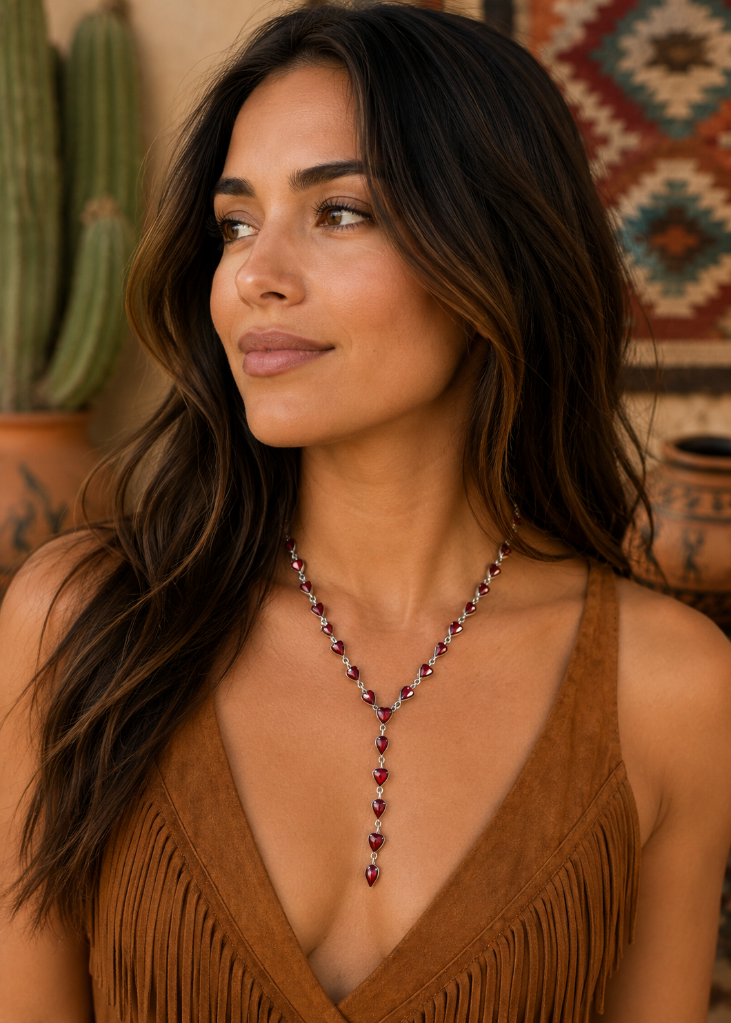 18" Red Jasper Lariat Necklace
