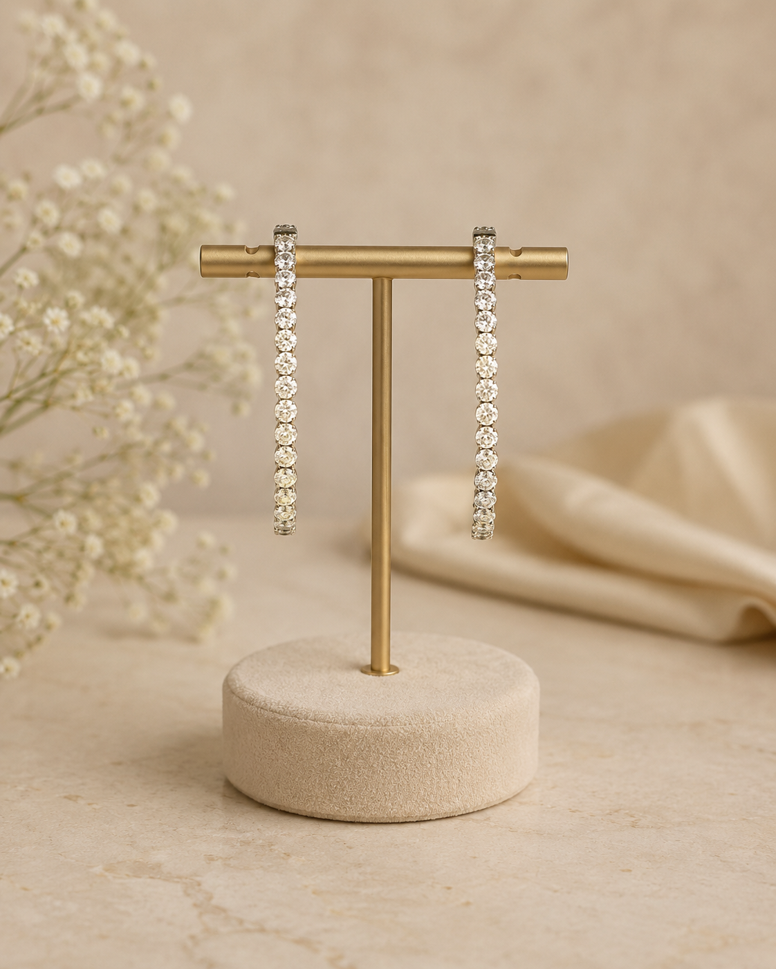 Silver Plated CZ Hoop Earrings