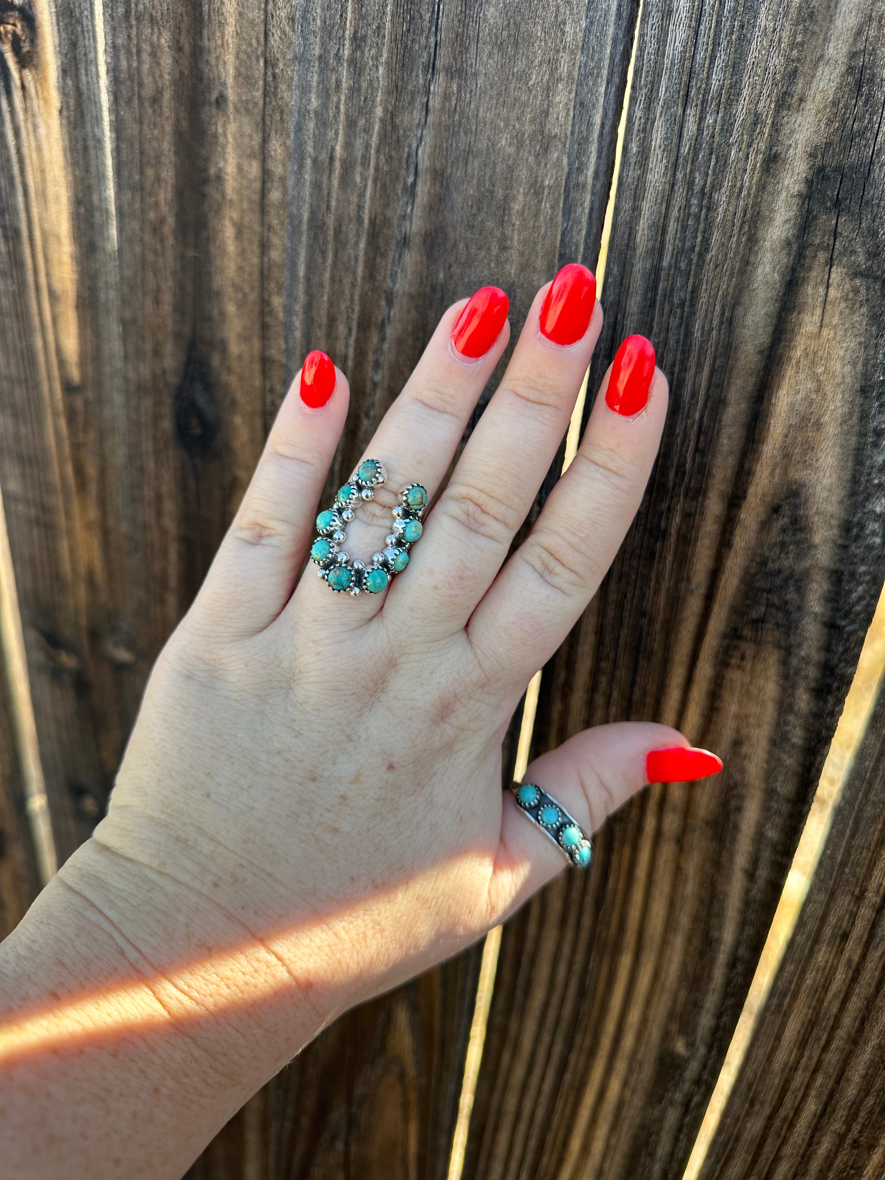 Nizhoni Turquoise & Sterling Silver Horseshoe Adjustable Ring