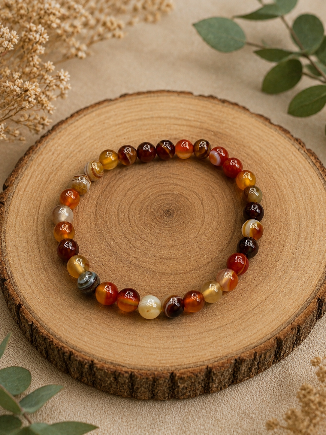 Red Agate 6mm beaded stretch bracelet