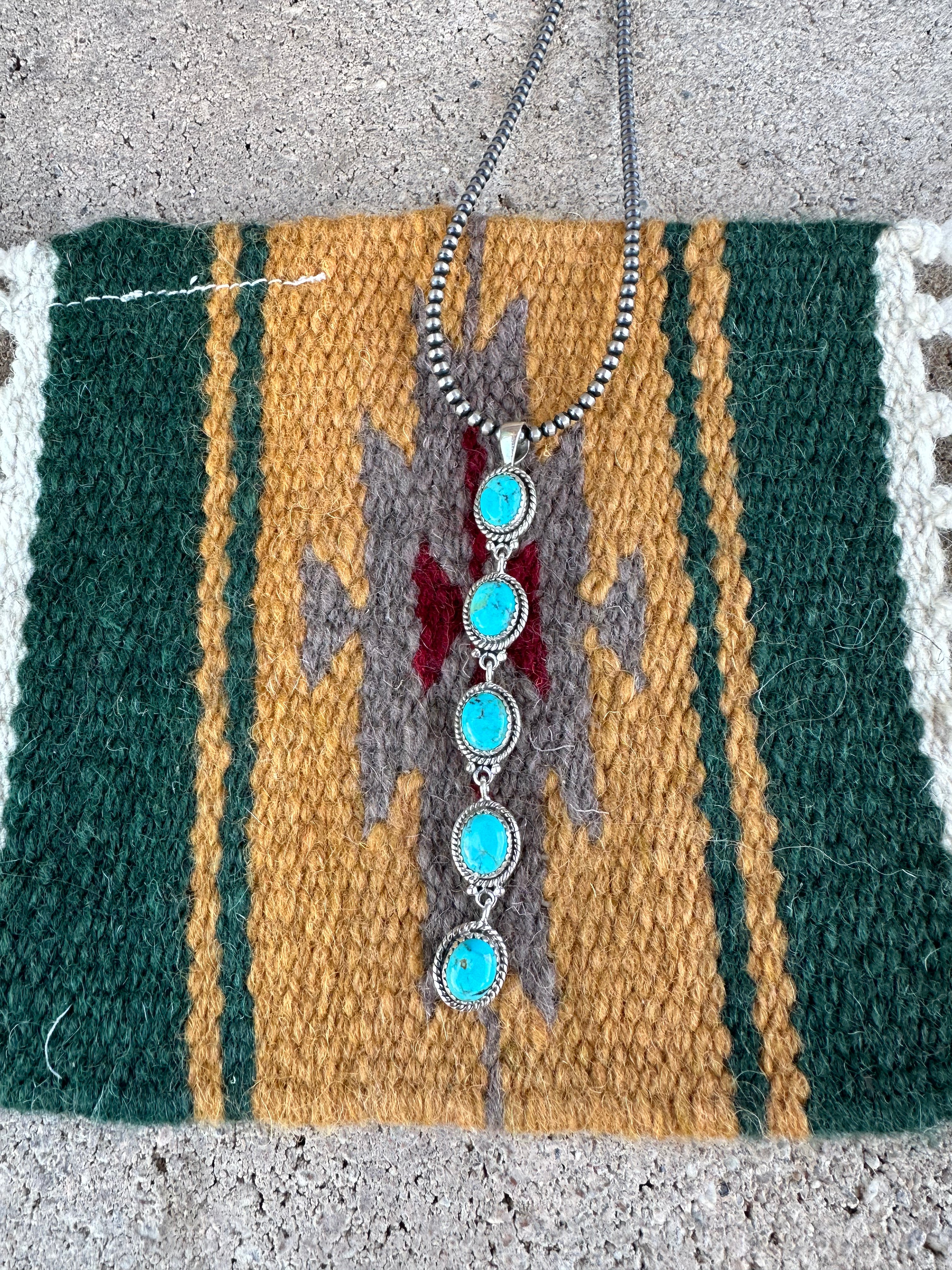 ‘The Cassidy Pendant” Handmade Turquoise & Sterling Silver Pendant Signed Nizhoni