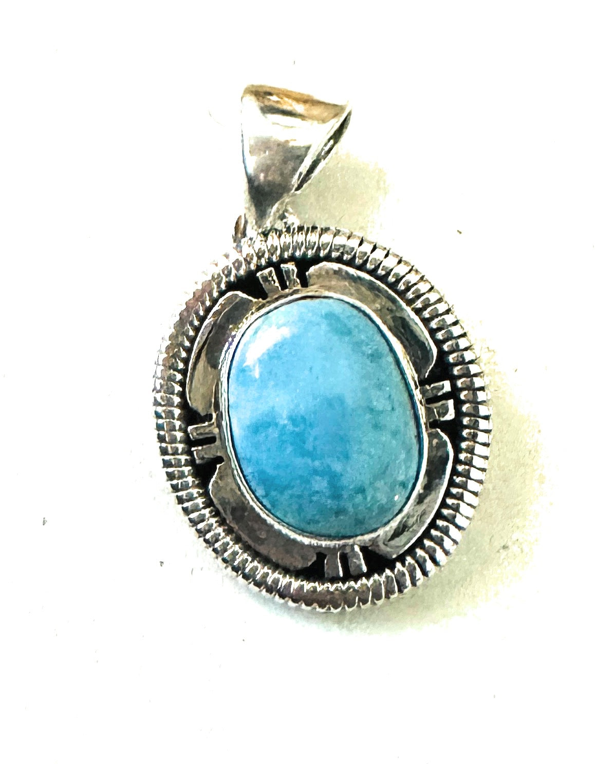 Navajo Sterling Silver & Larimar Pendant by Wydell Billie