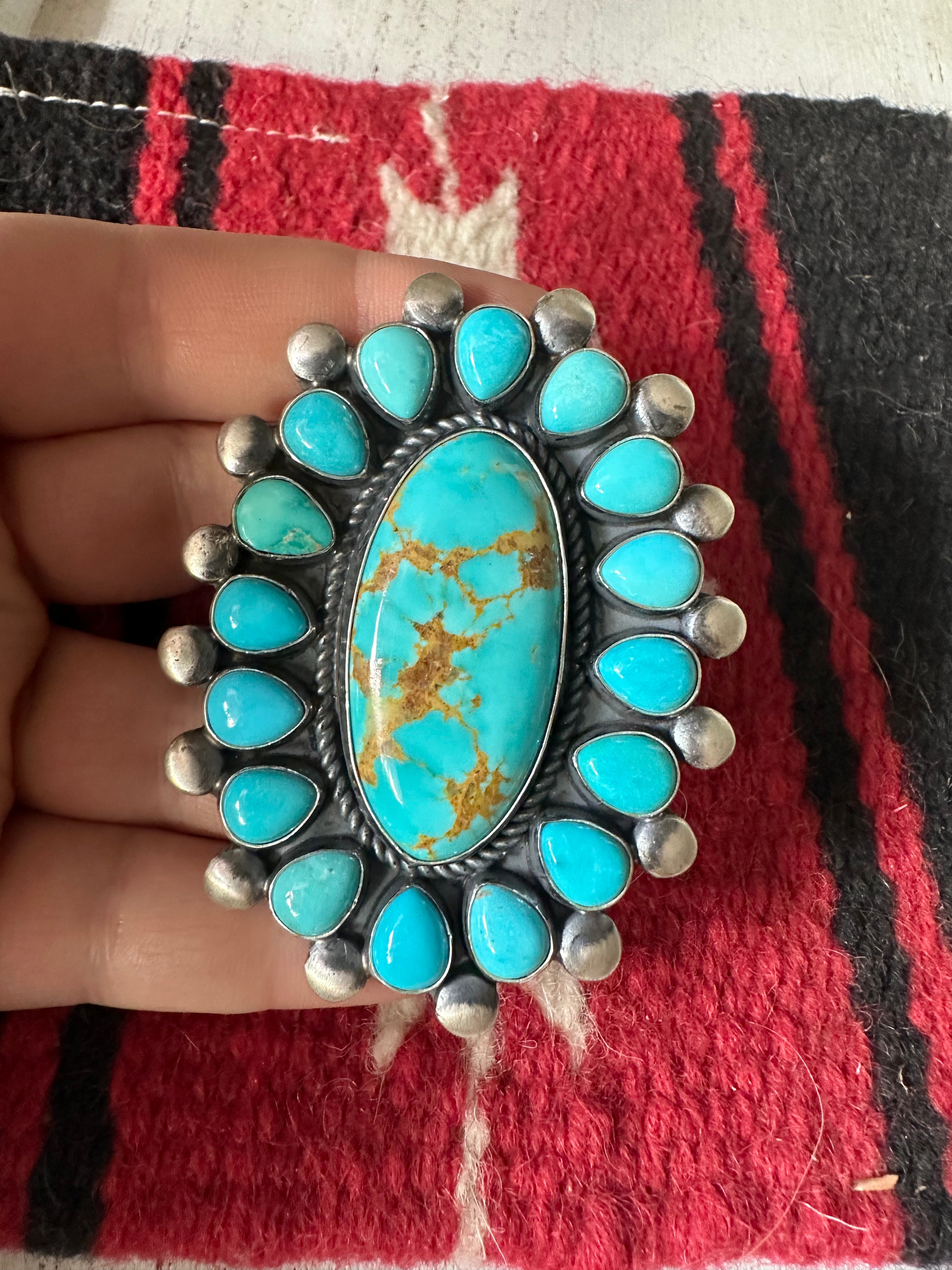 Navajo Turquoise & Sterling Silver Ring Size 8.5 Signed RRB