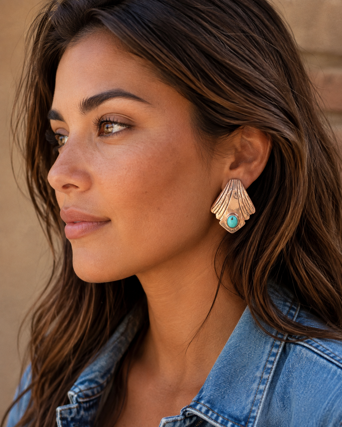 Handcrafted Sterling Silver & Turquoise Shell Shape Stud Post Earrings