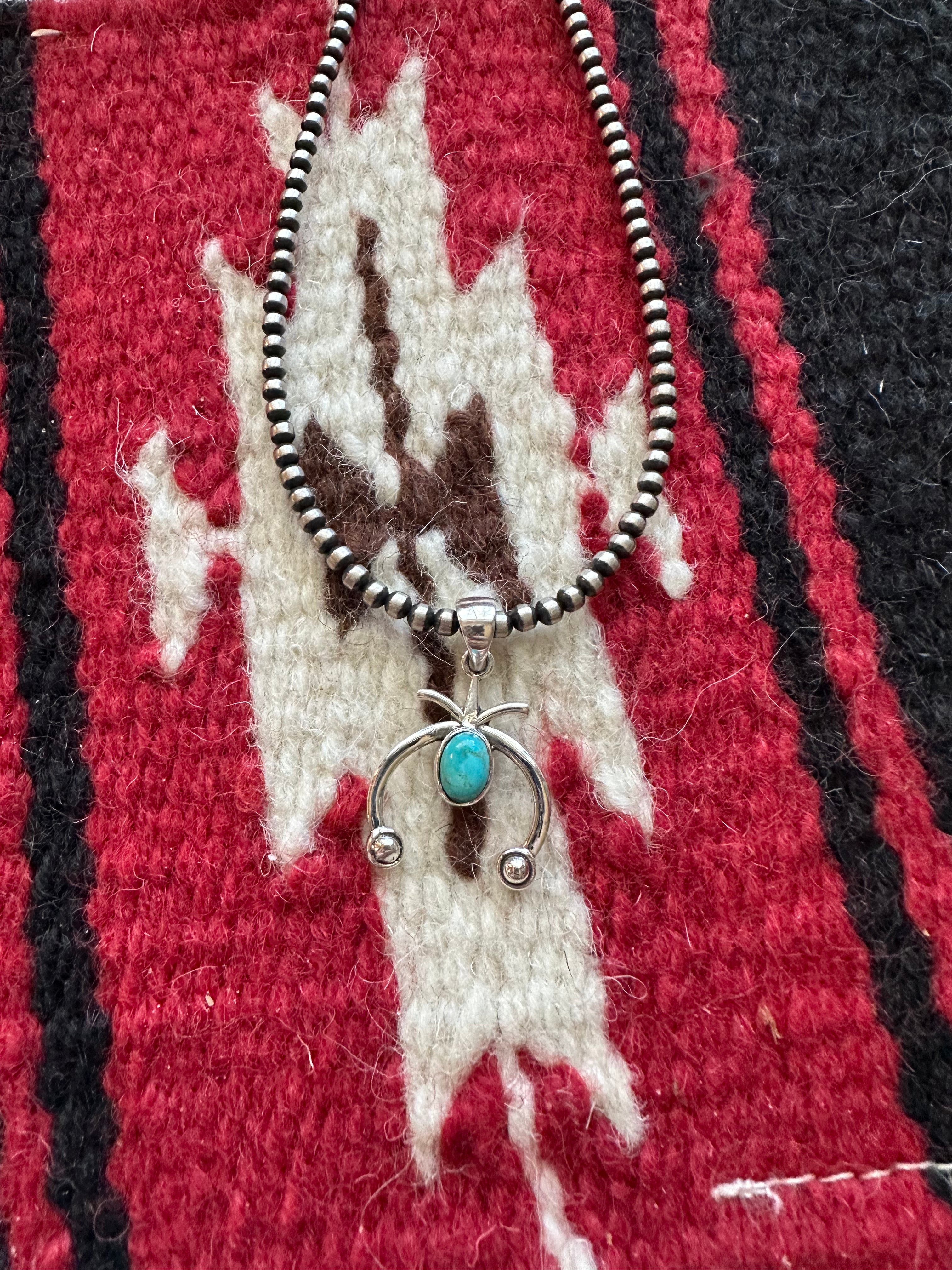 Nizhoni Turquoise & Sterling Silver Naja Pendant Signed Nizhoni