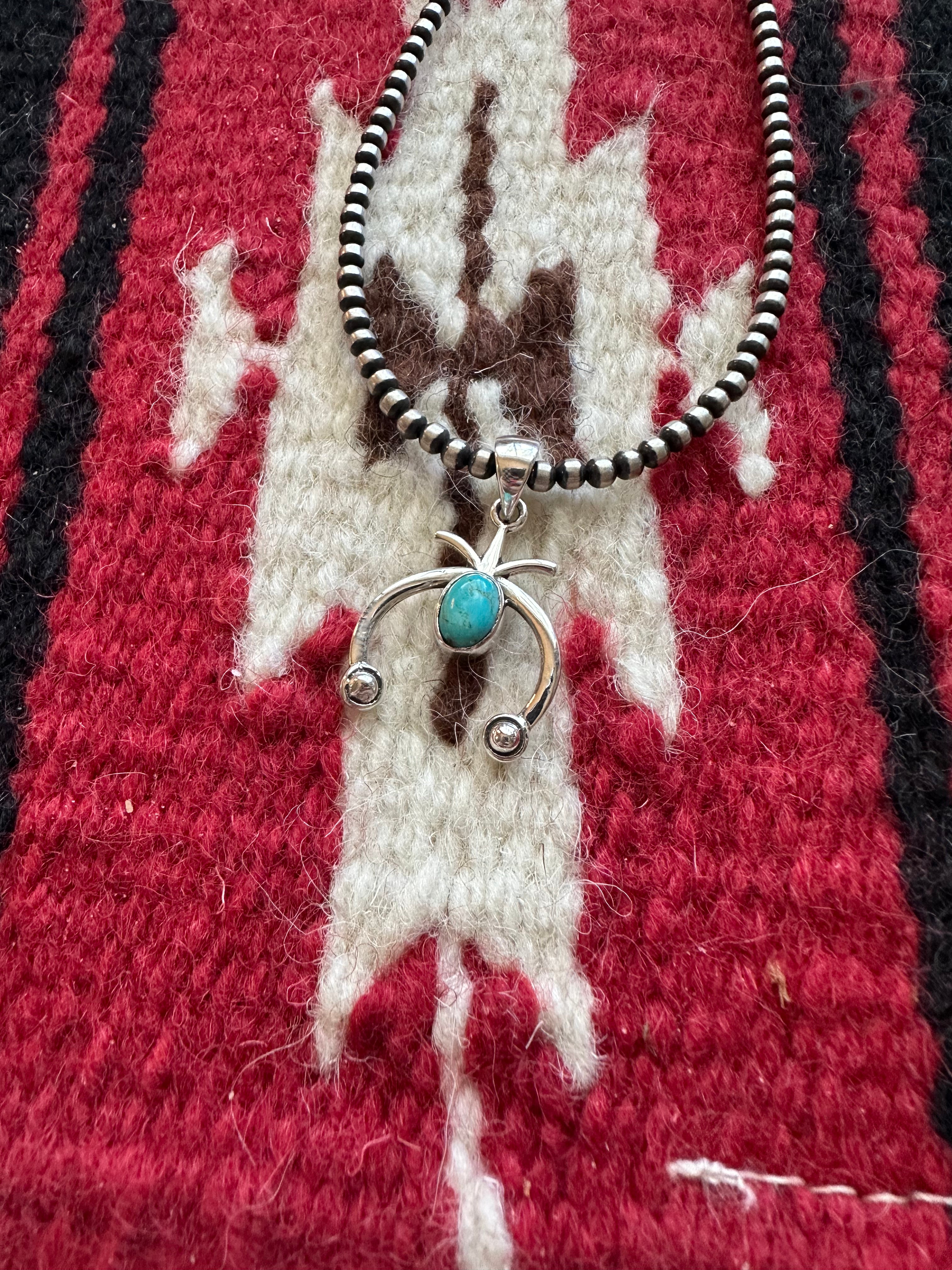 Nizhoni Turquoise & Sterling Silver Naja Pendant Signed Nizhoni