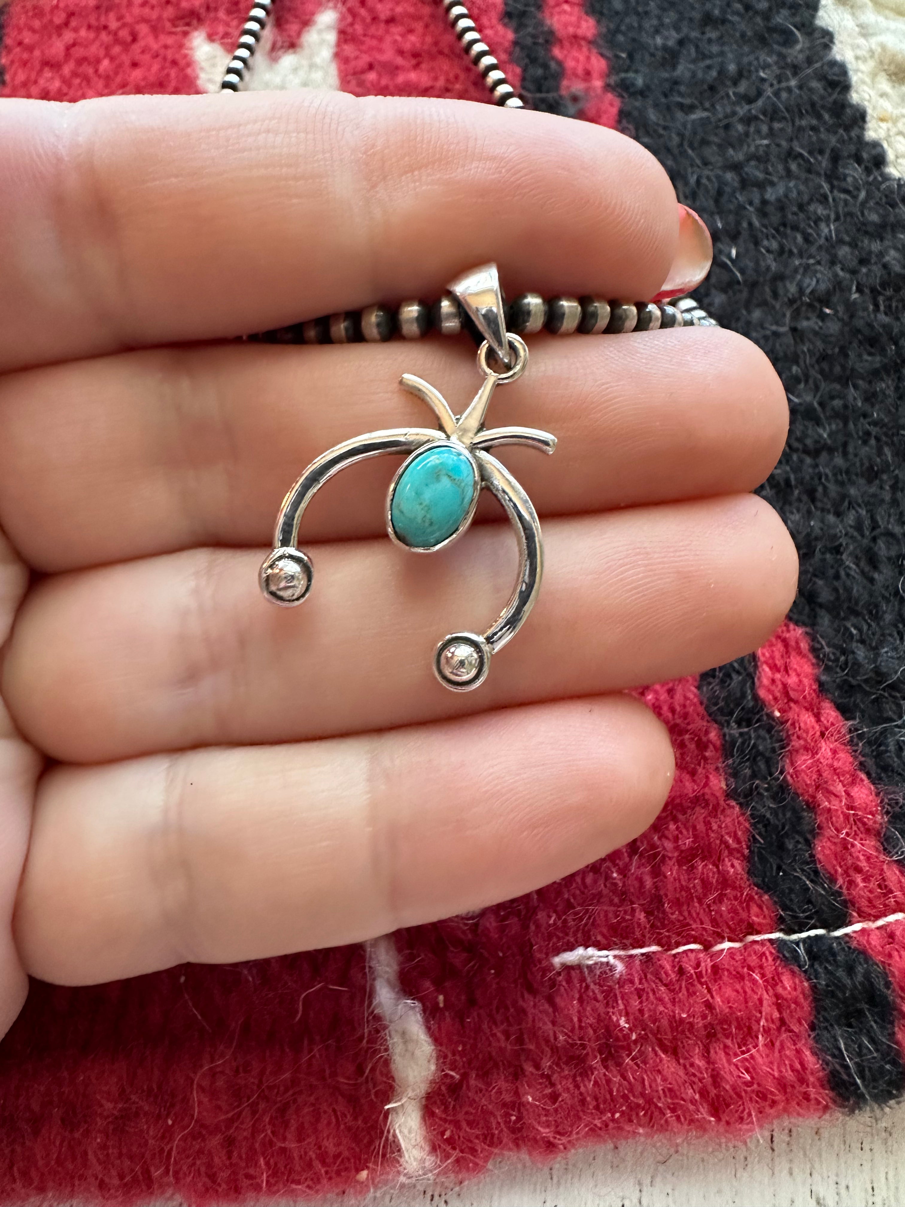 Nizhoni Turquoise & Sterling Silver Naja Pendant Signed Nizhoni