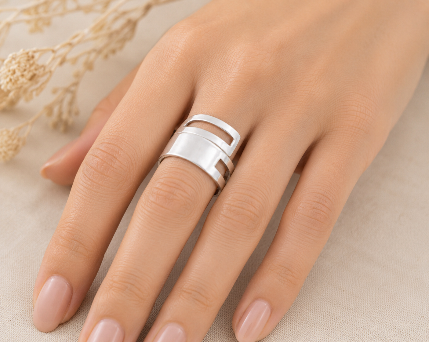 Fold Over Sterling Silver Ring w/ Channel